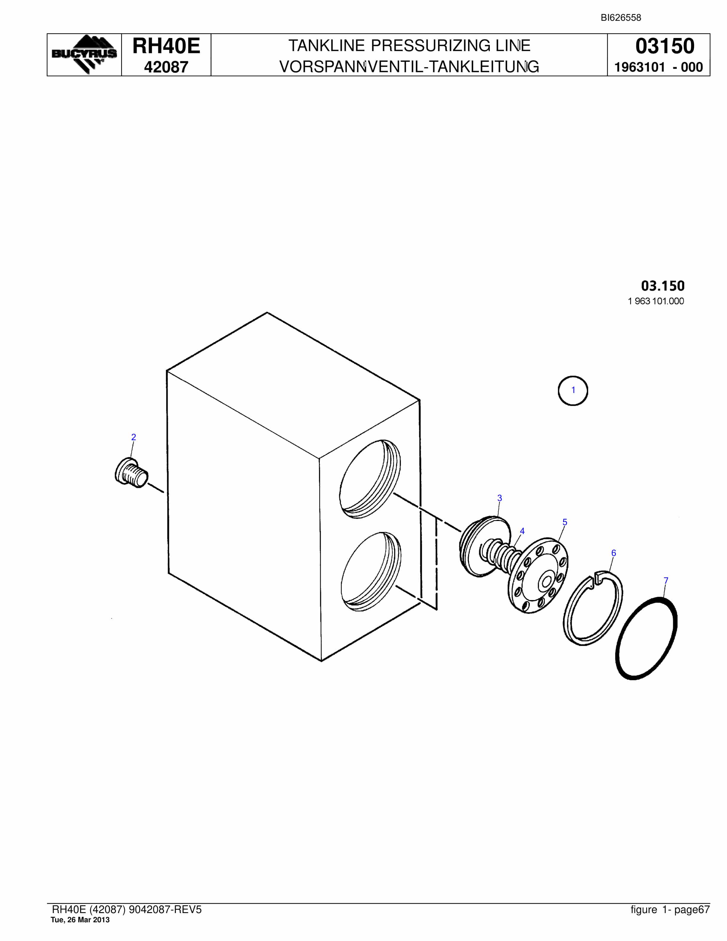 Bucyrus RH40E Hydraulic Excavator Parts Catalog BI626558-4