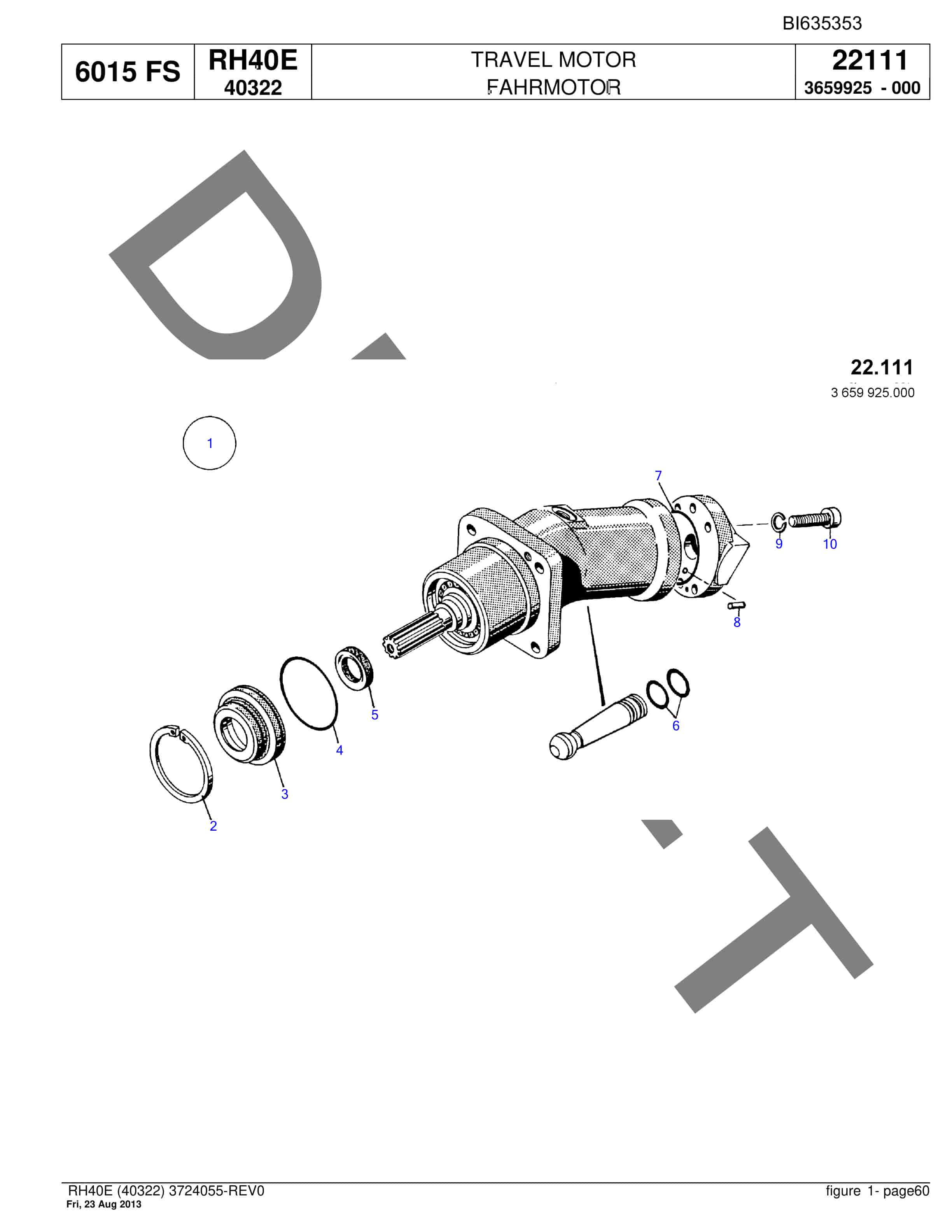 Bucyrus RH40E Hydraulic Excavator Parts Catalog BI635353-2