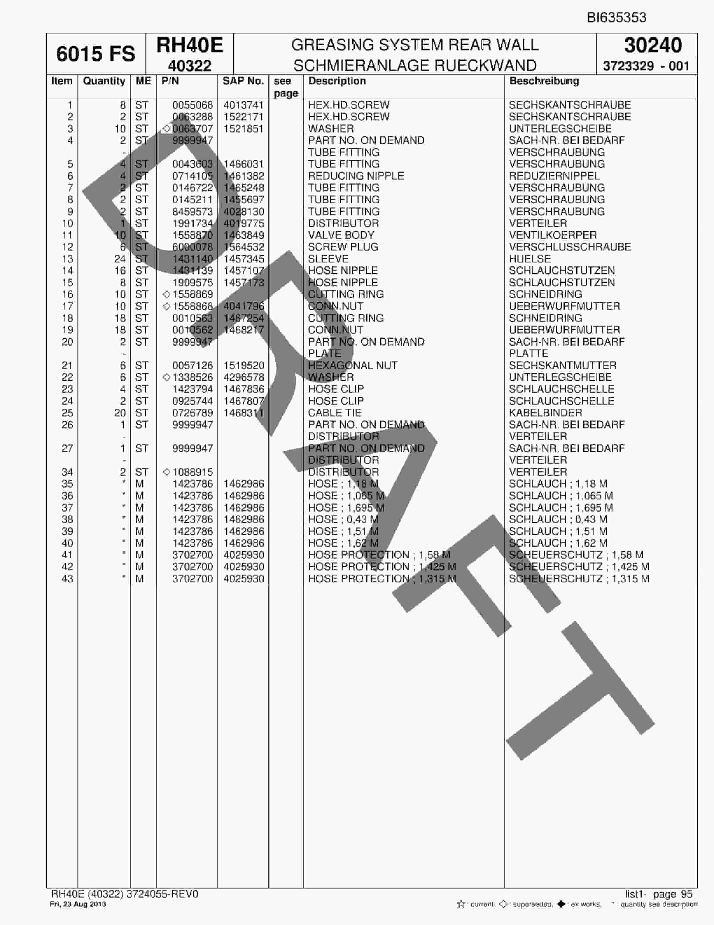 Bucyrus RH40E Hydraulic Excavator Parts Catalog BI635353-4