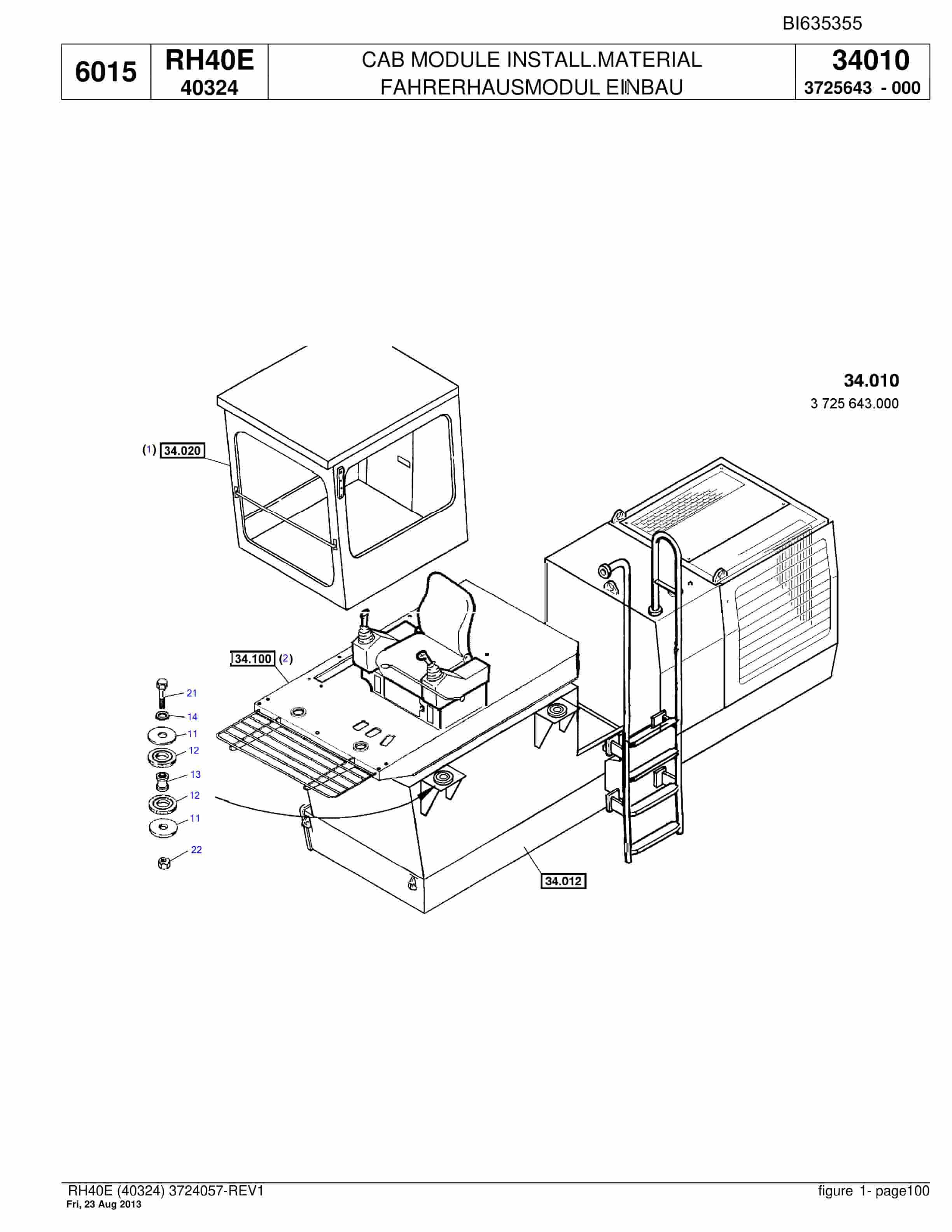 Bucyrus RH40E Hydraulic Excavator Parts Catalog BI635355-4