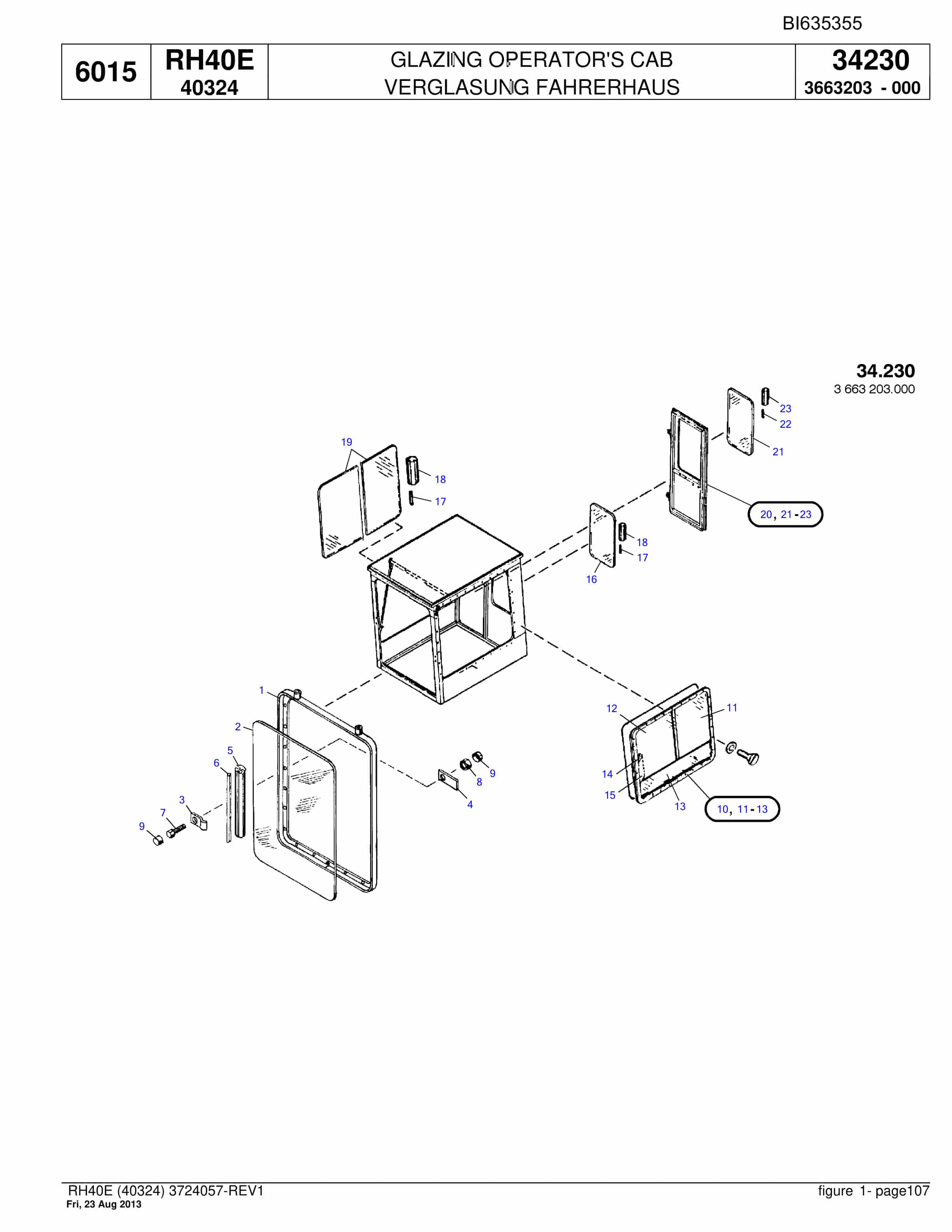 Bucyrus RH40E Hydraulic Excavator Parts Catalog BI635355-5