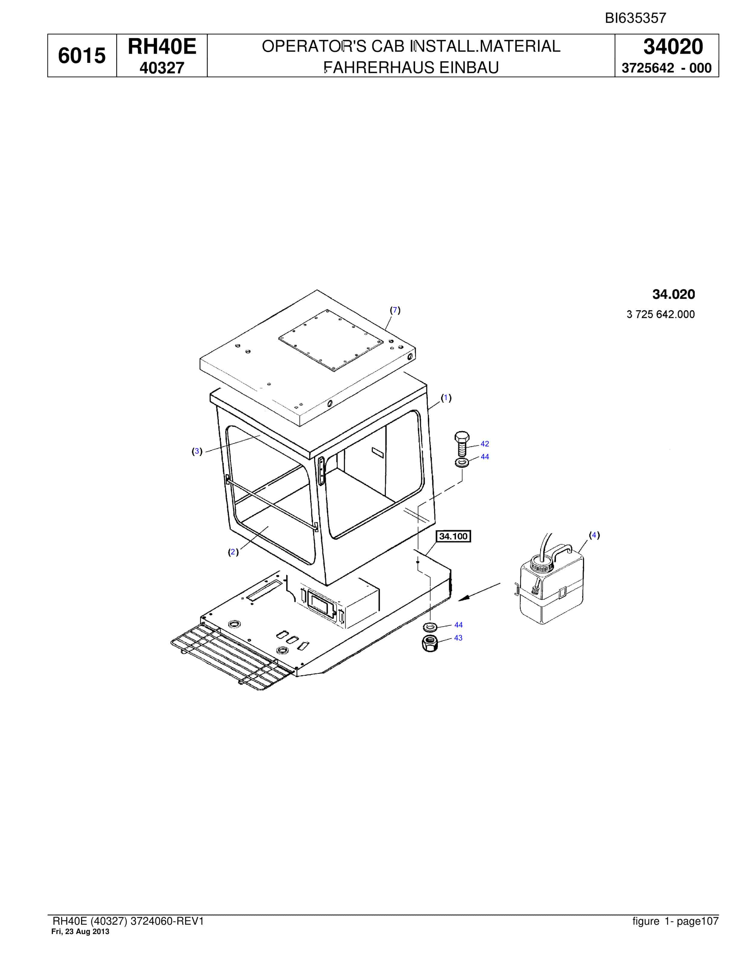 Bucyrus RH40E Hydraulic Excavator Parts Catalog BI635357-5