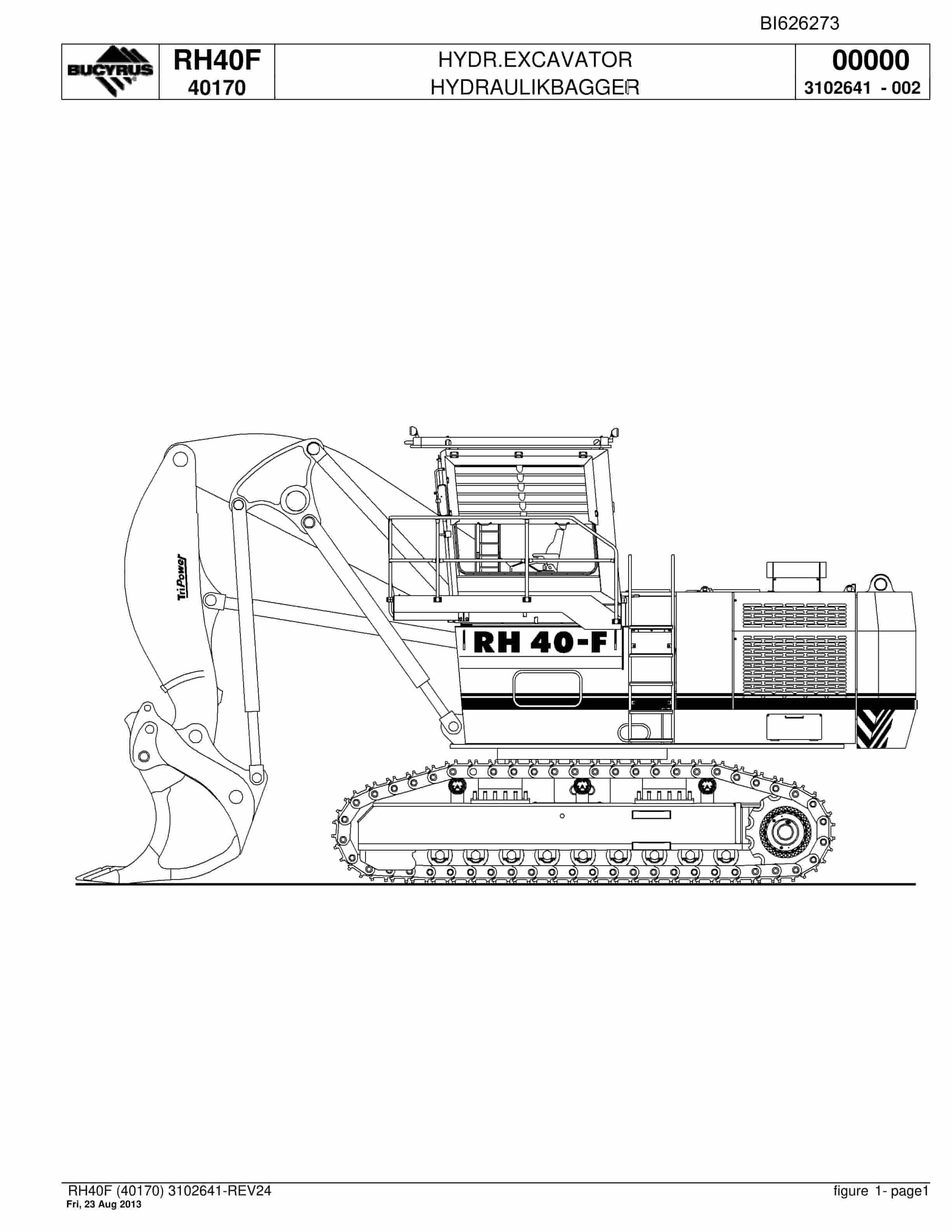 Bucyrus RH40F Hydraulic Excavator Parts Catalog BI626273