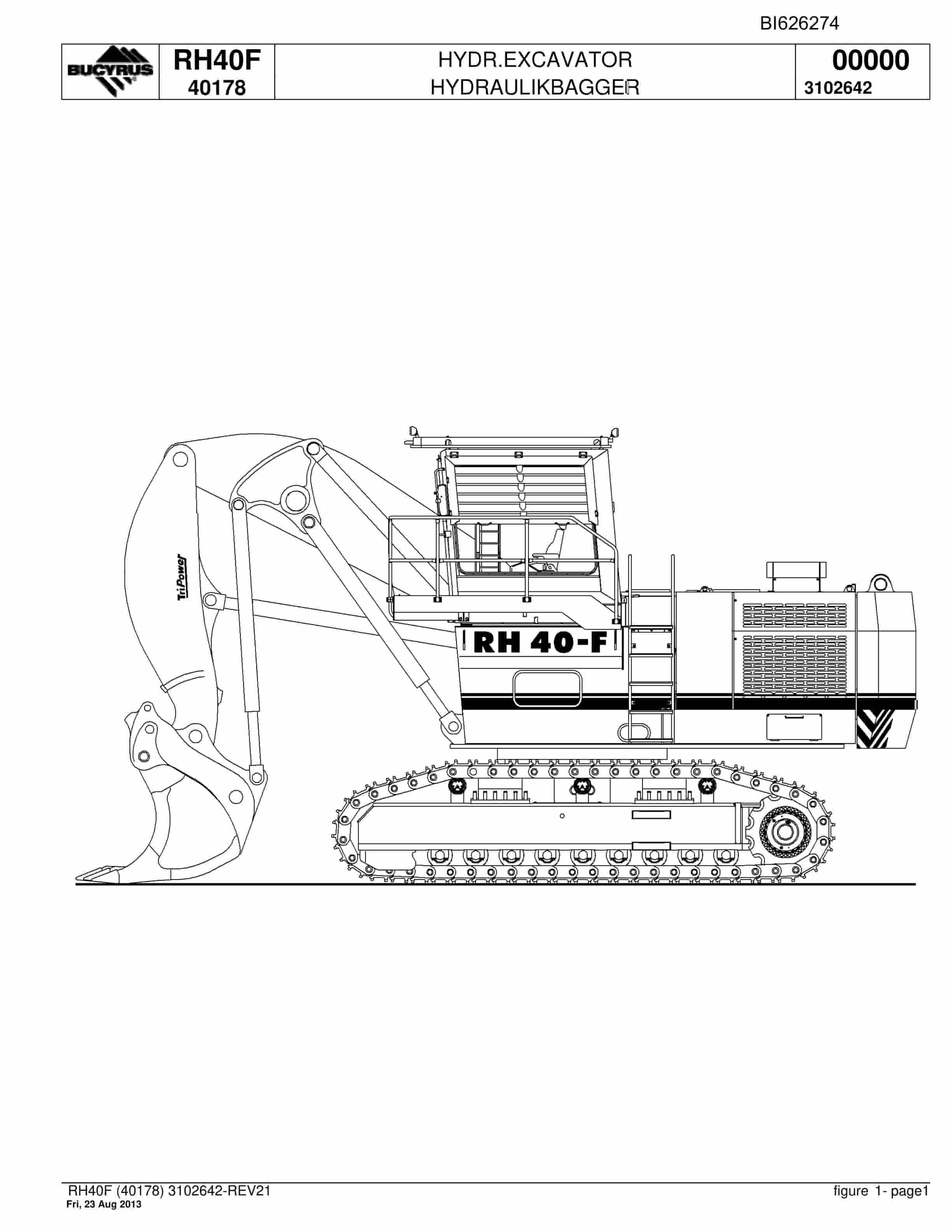 Bucyrus RH40F Hydraulic Excavator Parts Catalog BI626274
