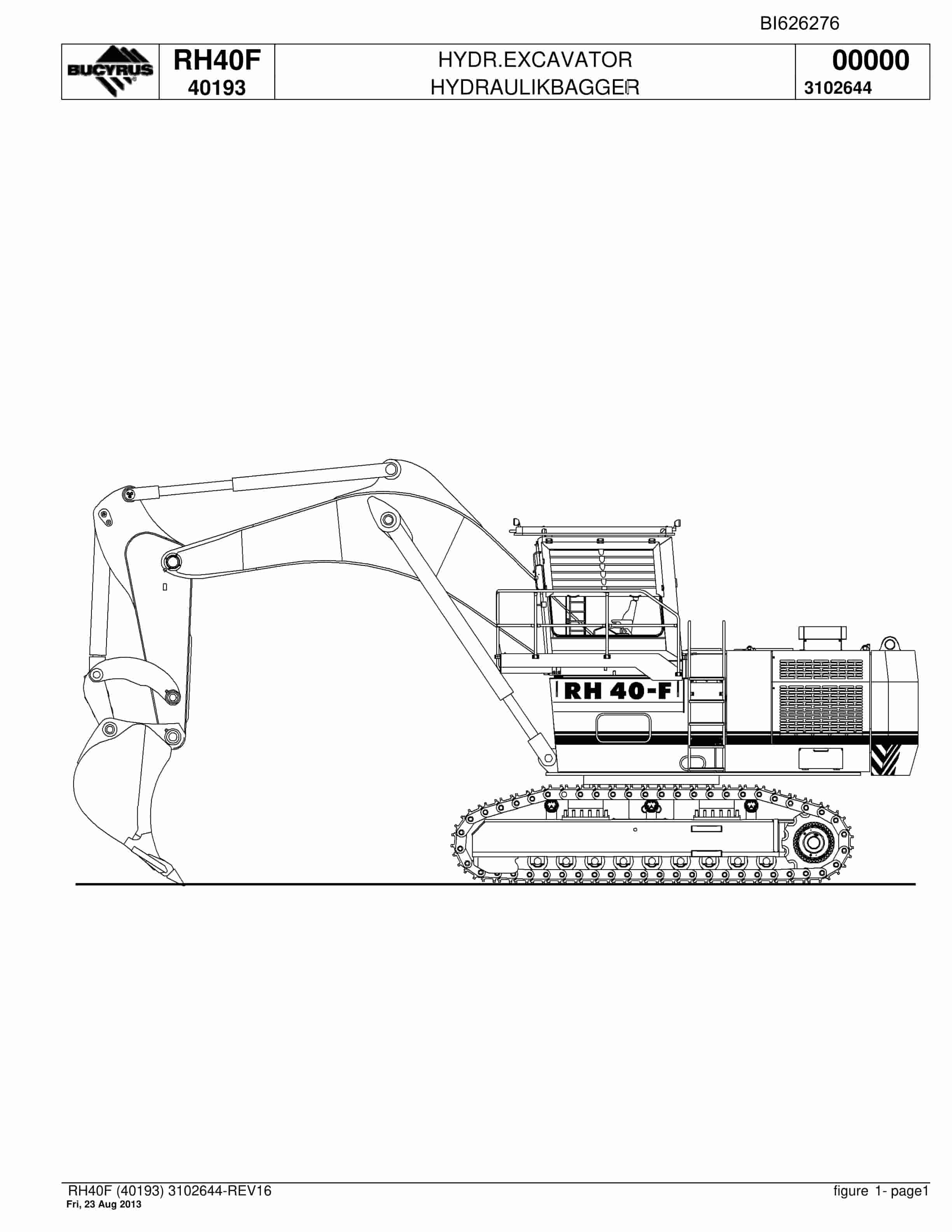 Bucyrus RH40F Hydraulic Excavator Parts Catalog BI626276