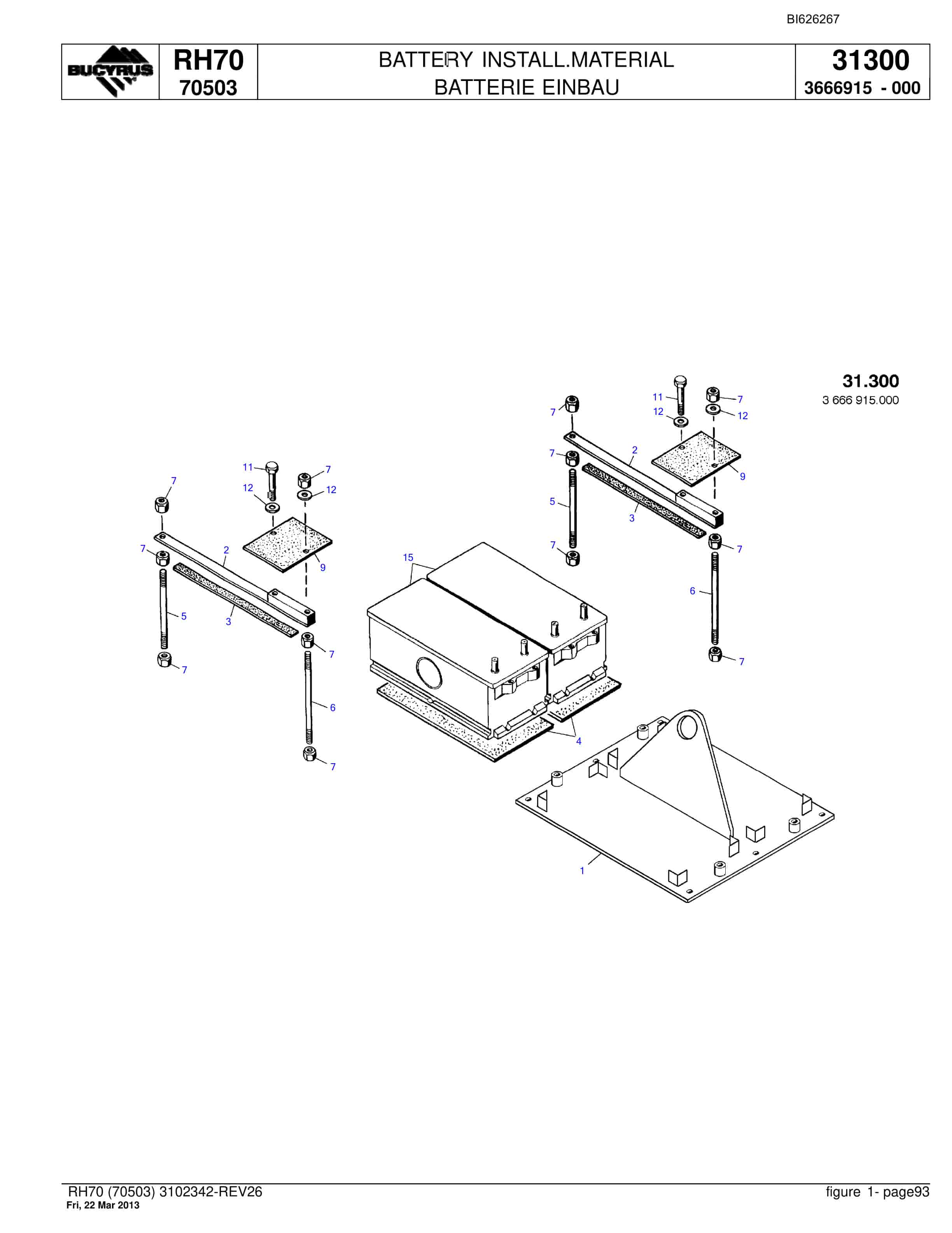 Bucyrus RH70 Hydraulic Excavator Parts Catalog BI626267-4