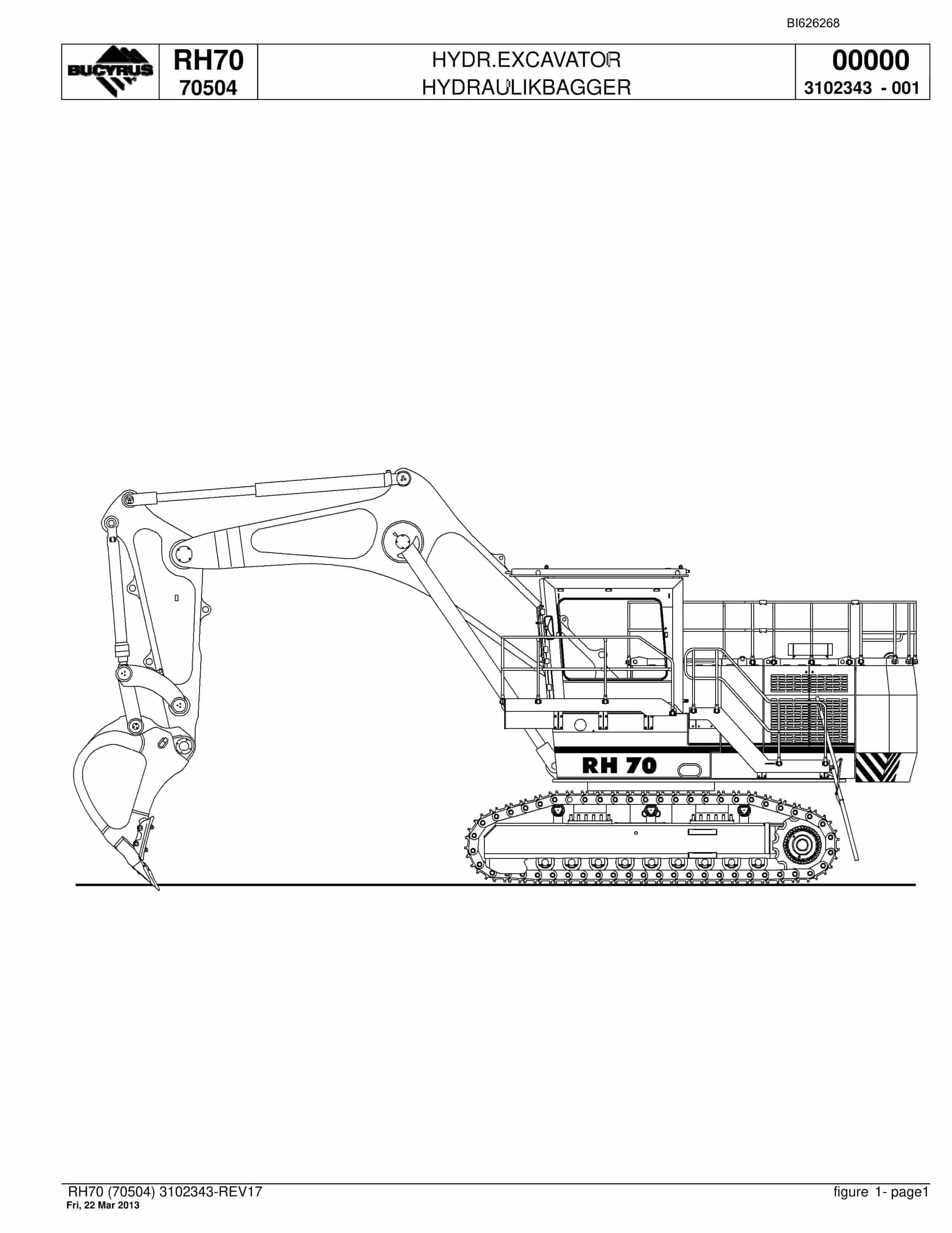 Bucyrus RH70 Hydraulic Excavator Parts Catalog BI626268