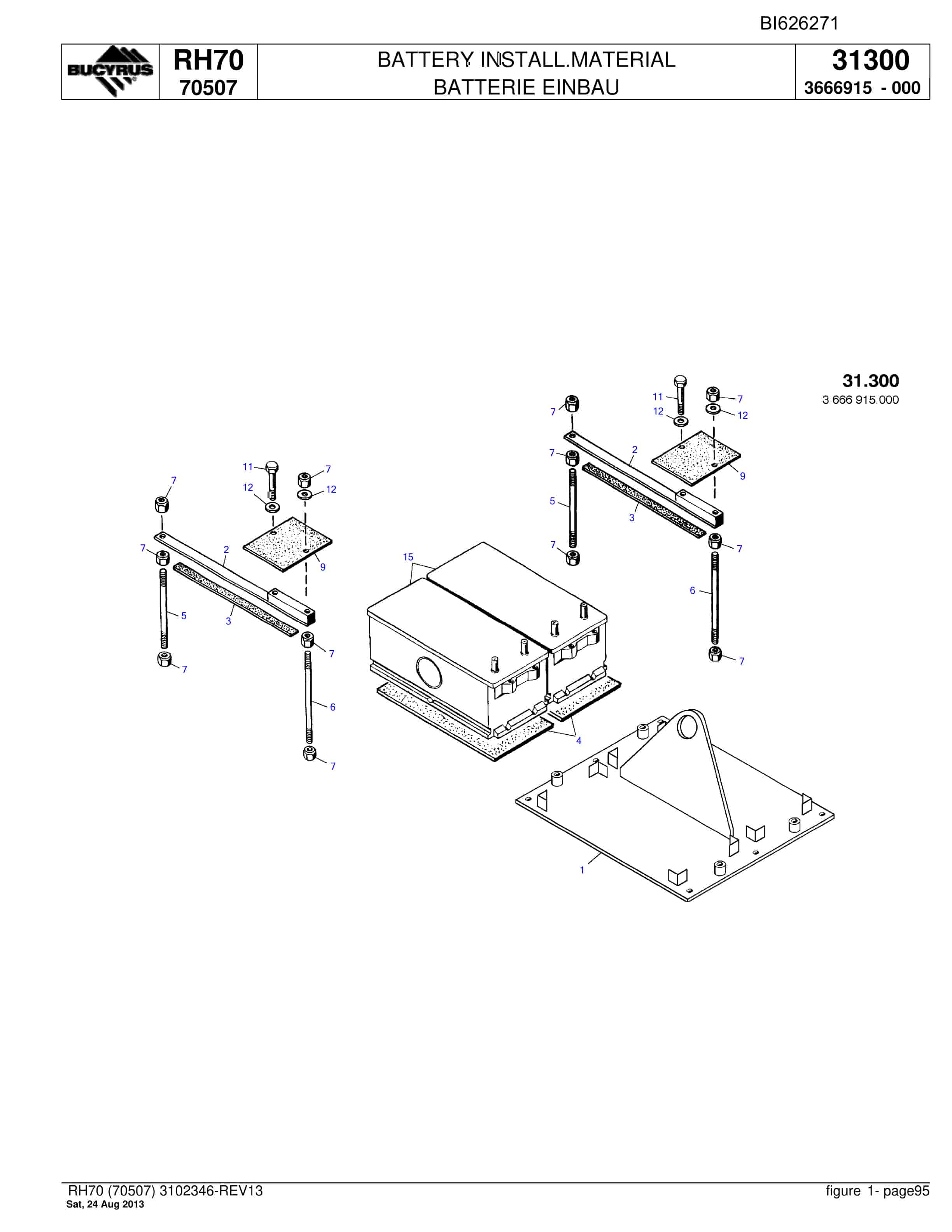 Bucyrus RH70 Hydraulic Excavator Parts Catalog BI626271-4