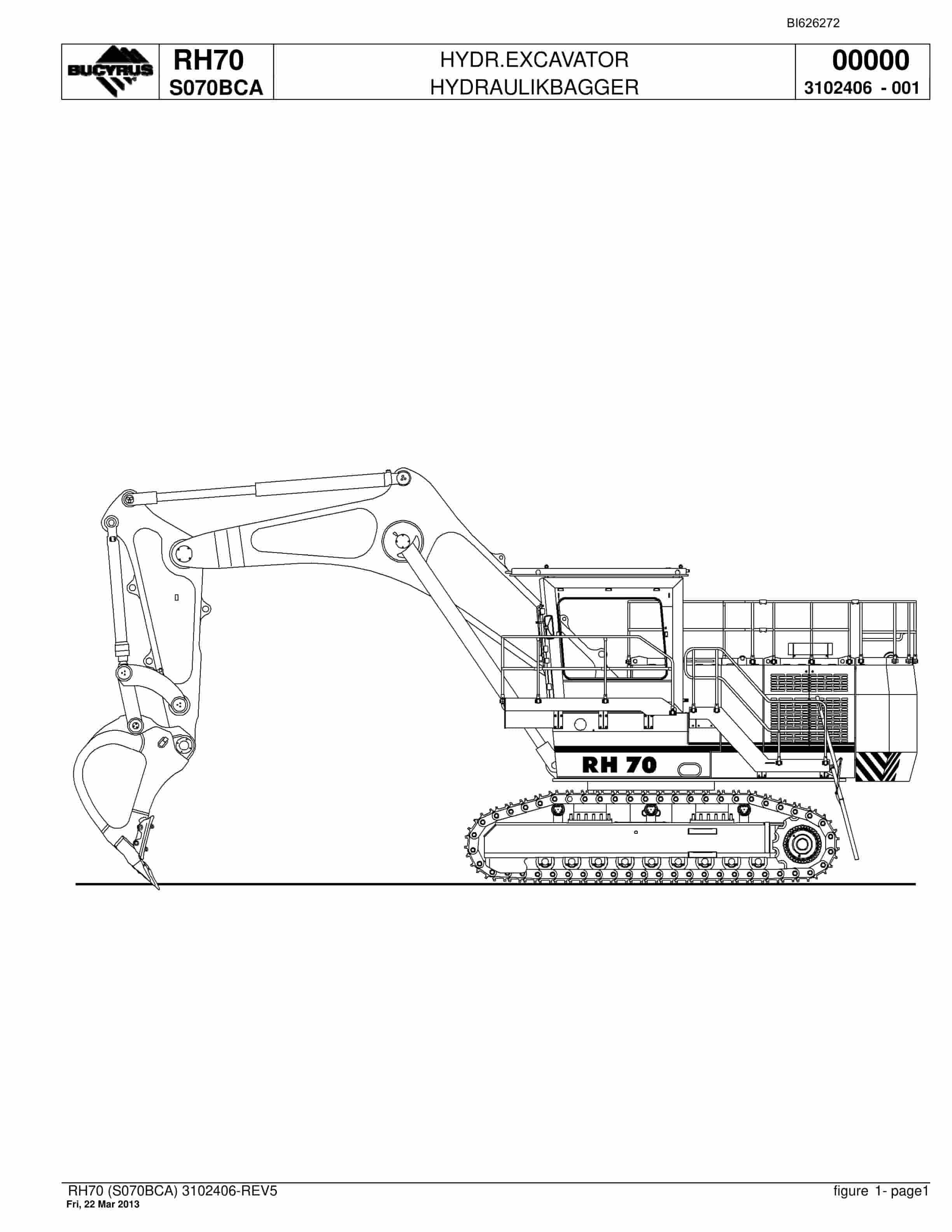 Bucyrus RH70 Hydraulic Excavator Parts Catalog BI626272