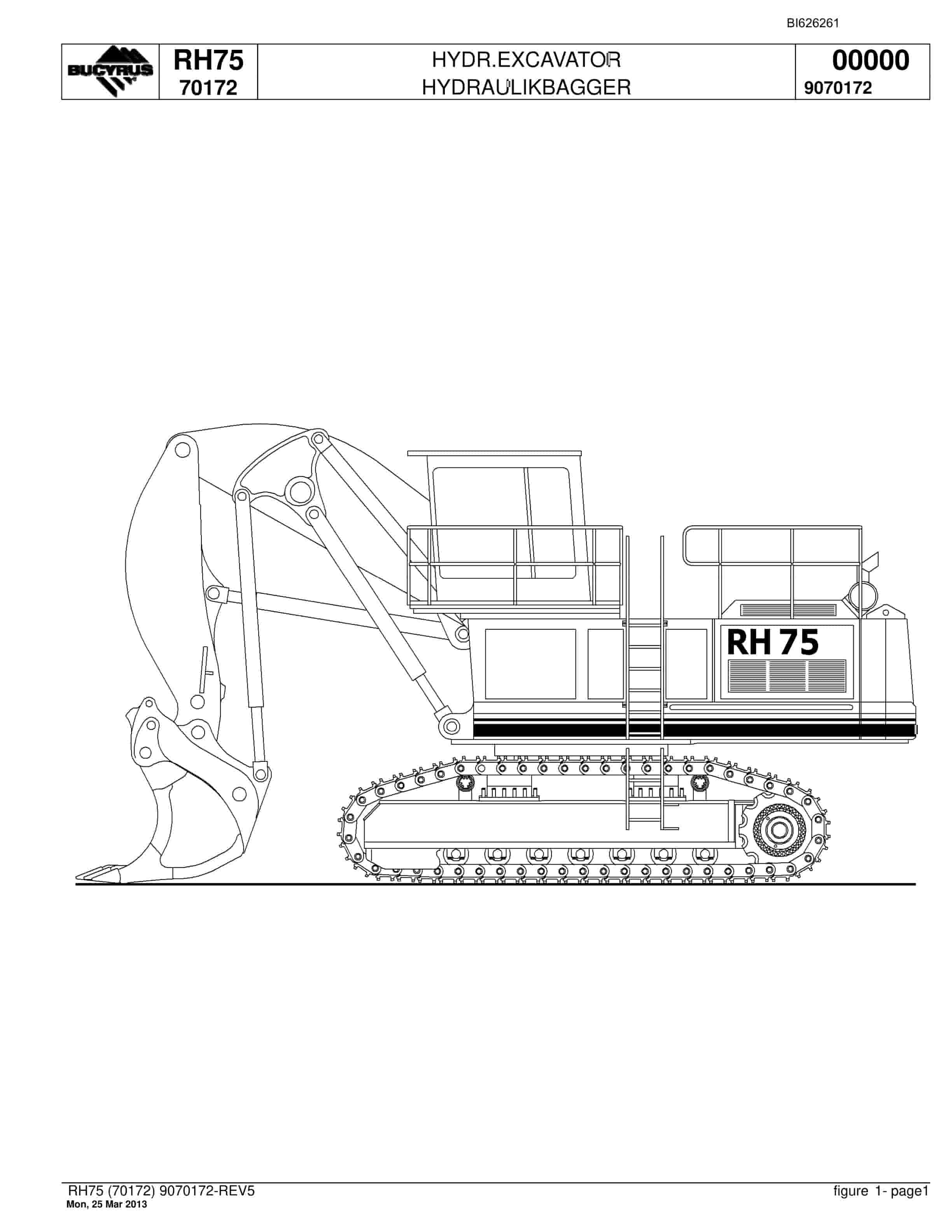 Bucyrus RH75 Hydraulic Excavator Parts Catalog BI626261