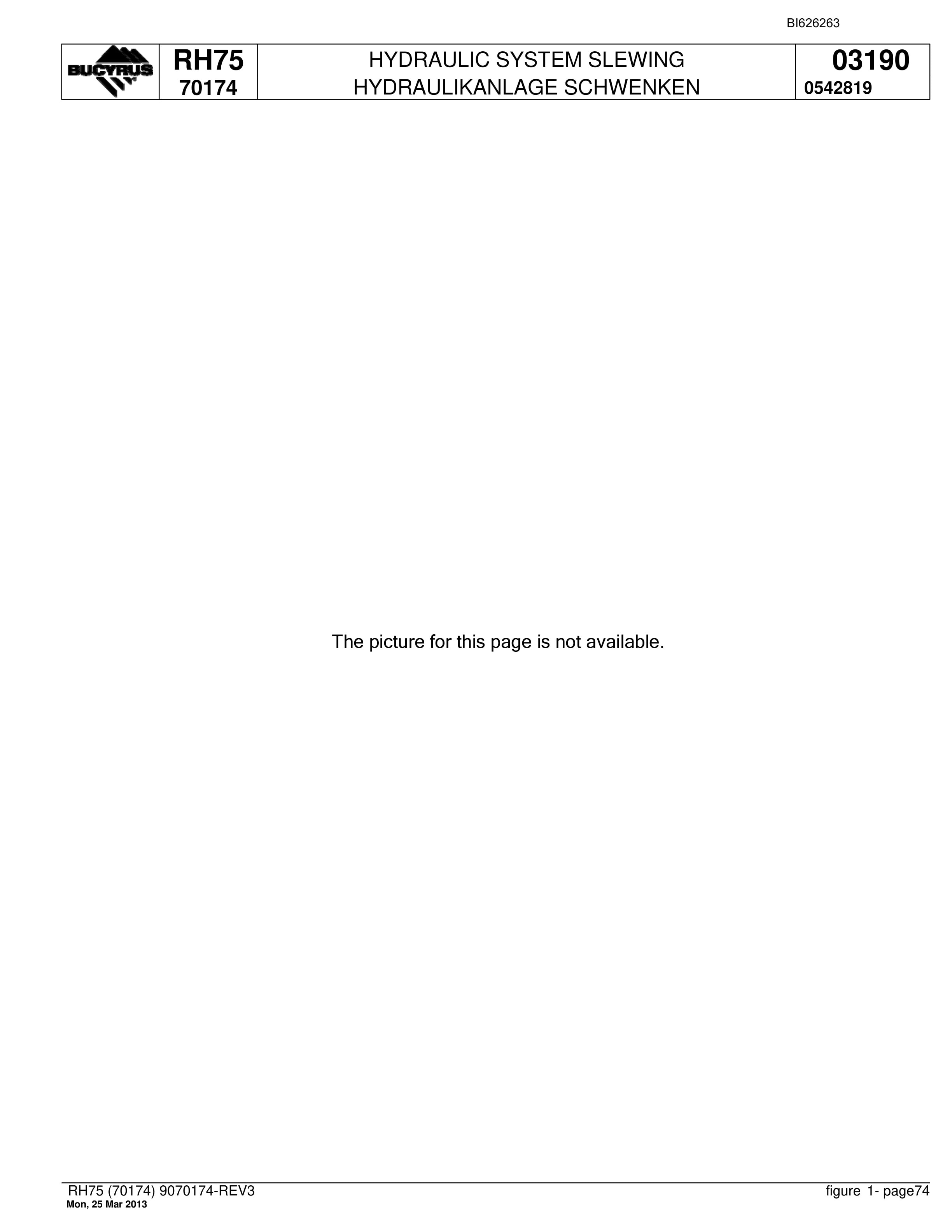 Bucyrus RH75 Hydraulic Excavator Parts Catalog BI626263-5