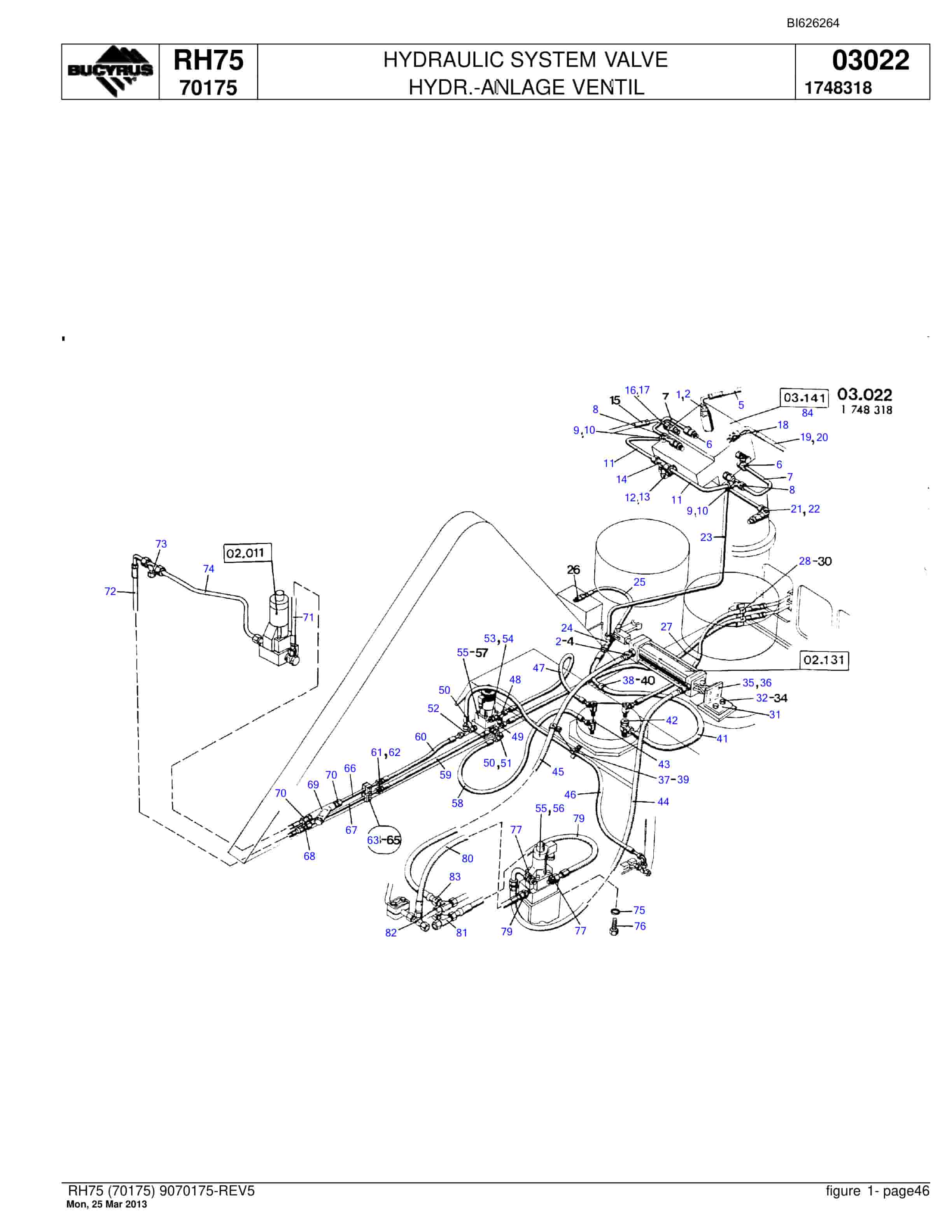 Bucyrus RH75 Hydraulic Excavator Parts Catalog BI626264-2