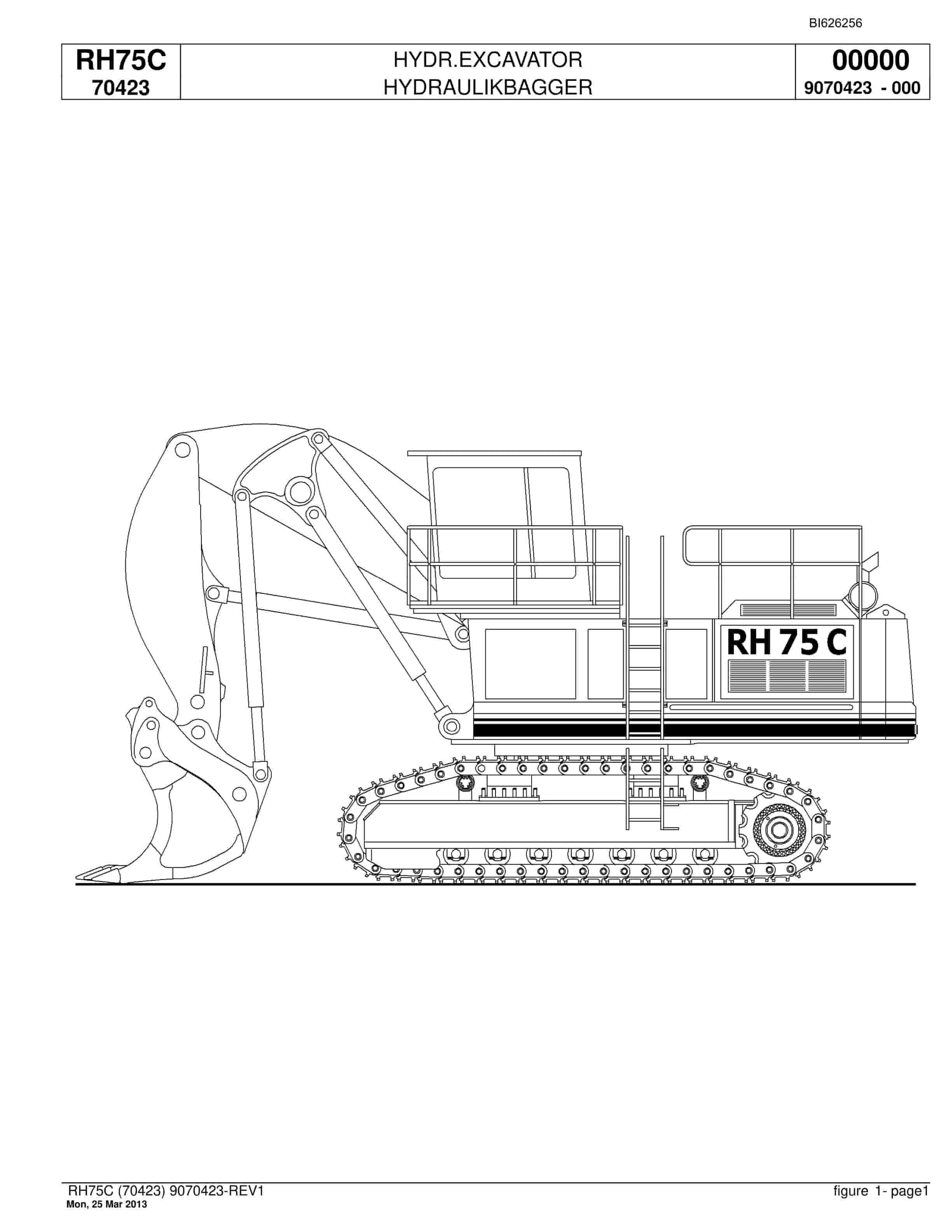 Bucyrus RH75C Hydraulic Excavator Parts Catalog BI626256