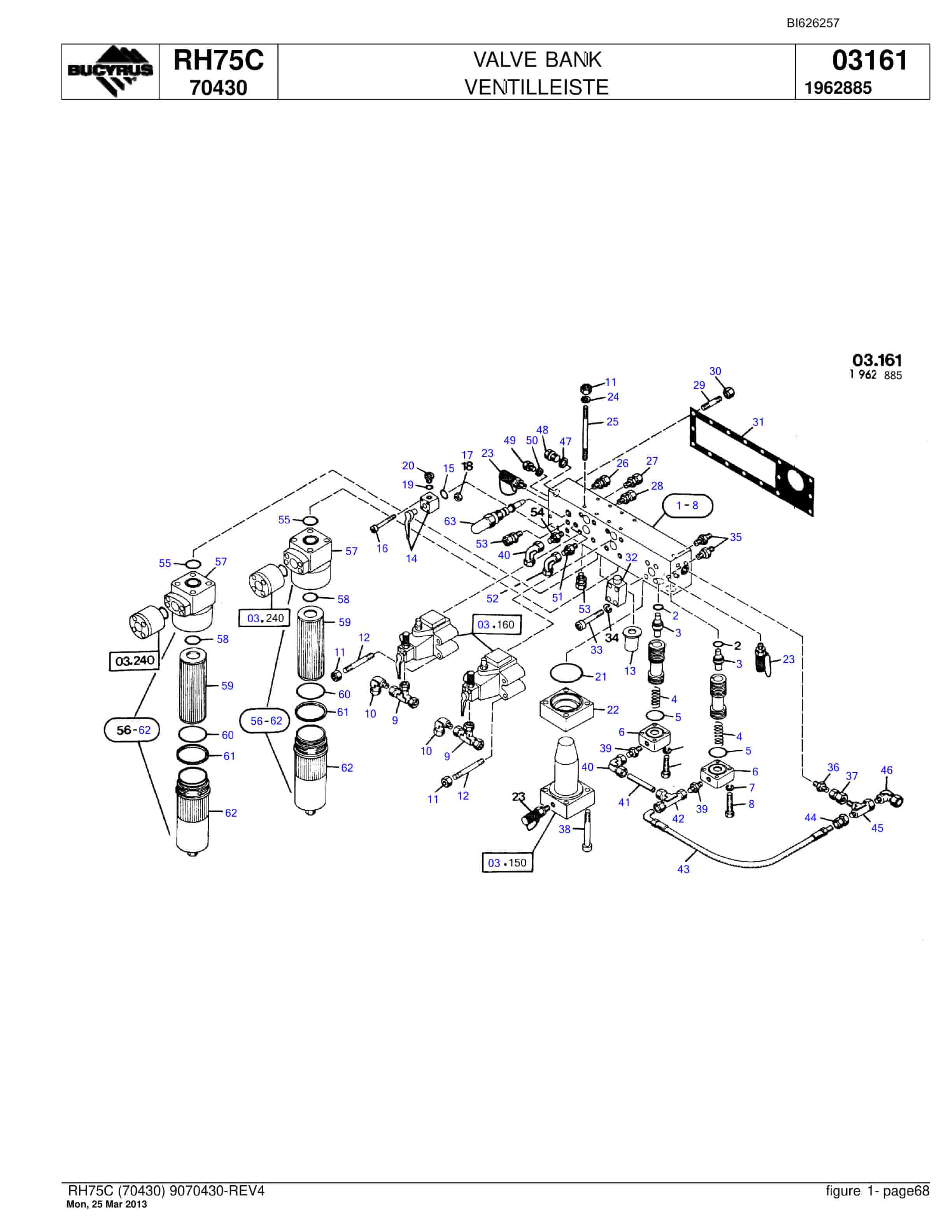 Bucyrus RH75C Hydraulic Excavator Parts Catalog BI626257-5