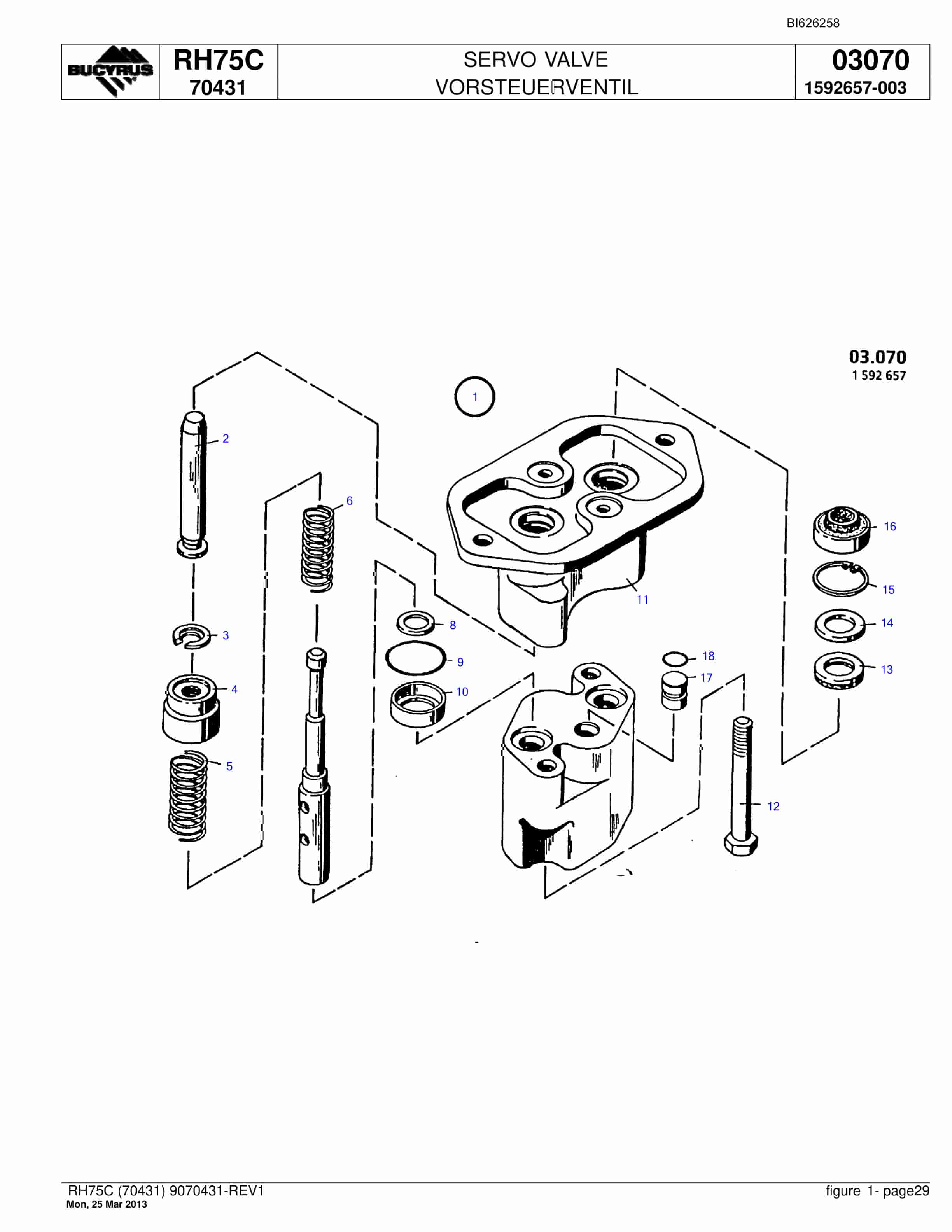 Bucyrus RH75C Hydraulic Excavator Parts Catalog BI626258-2