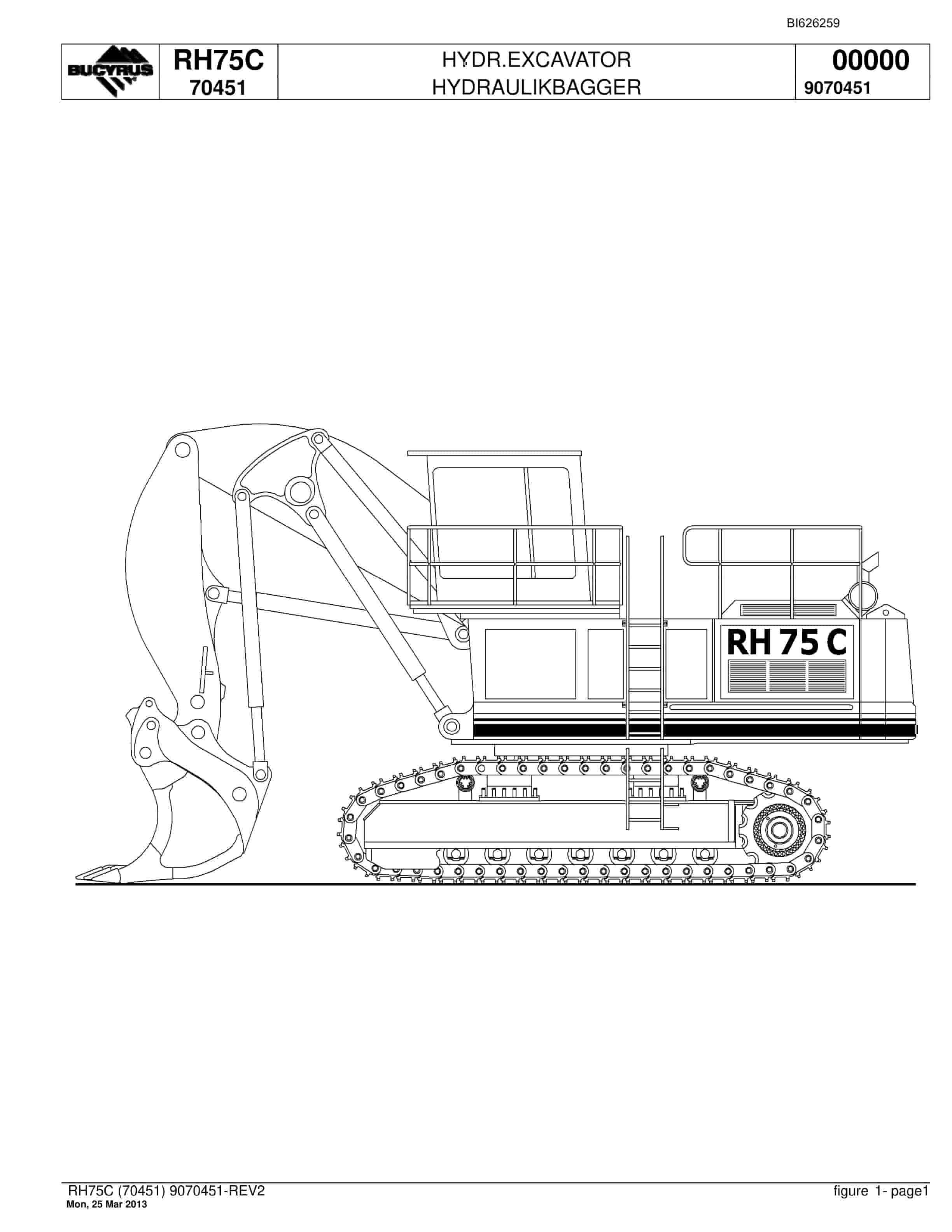 Bucyrus RH75C Hydraulic Excavator Parts Catalog BI626259