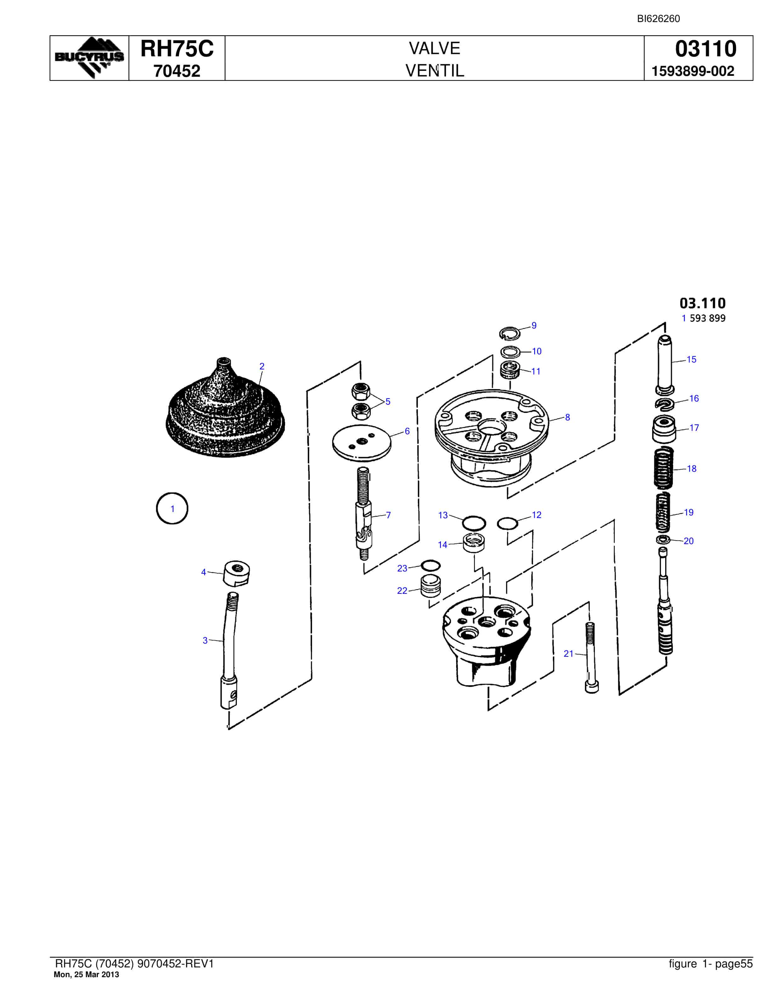 Bucyrus RH75C Hydraulic Excavator Parts Catalog BI626260-3