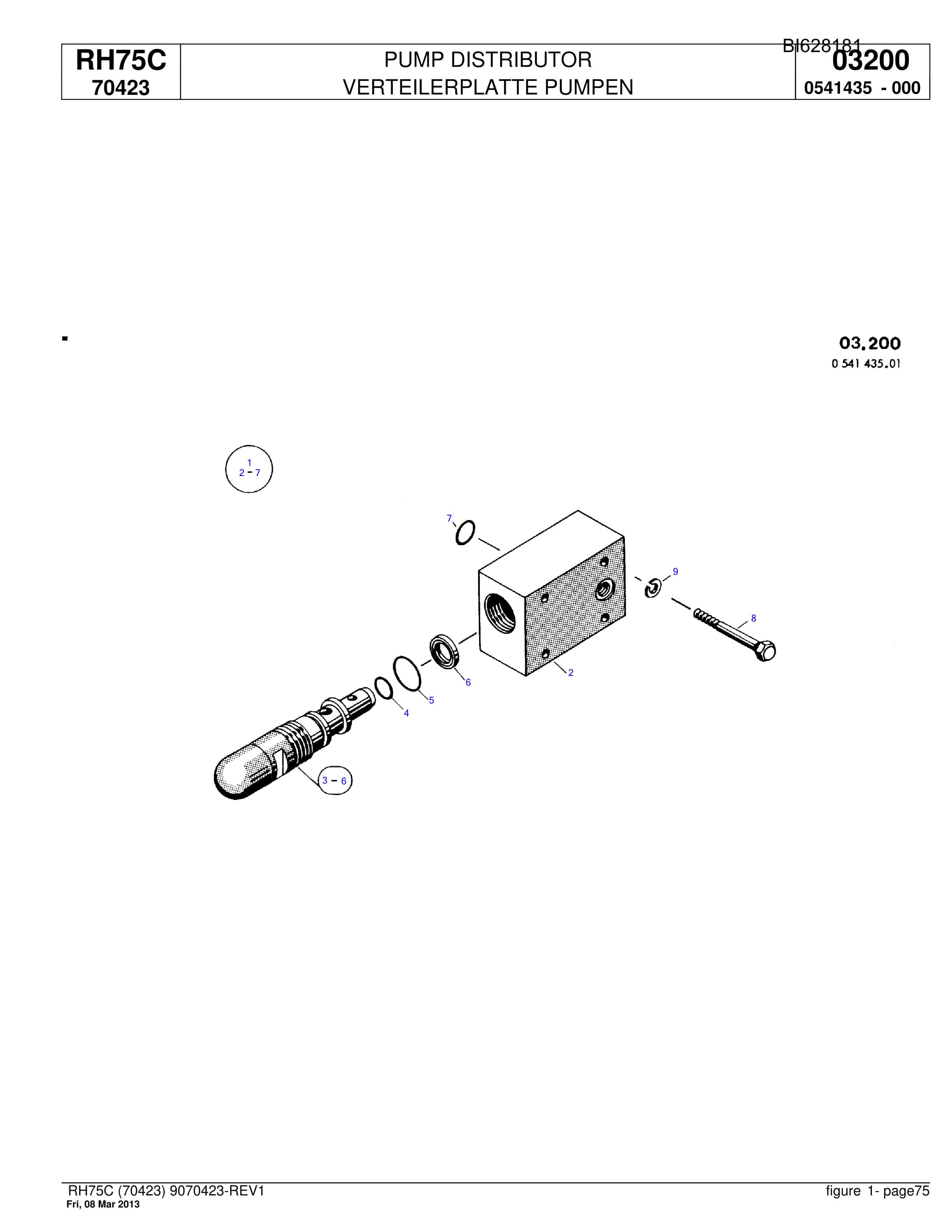 Bucyrus RH75C Hydraulic Excavator Parts Catalog BI628181-5