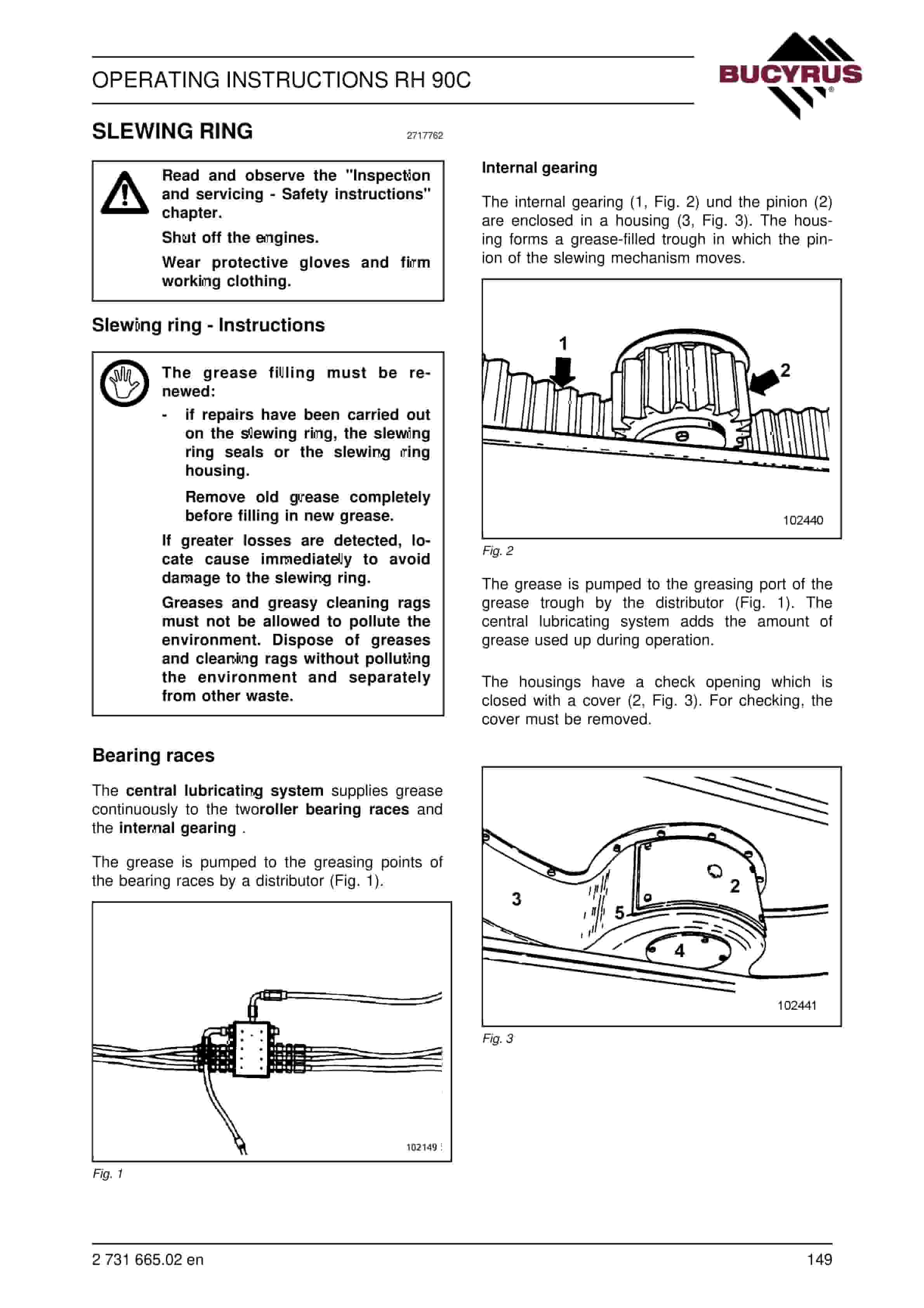Bucyrus RH90C Hydraulic Excavator Operating Instructions 2731665-4