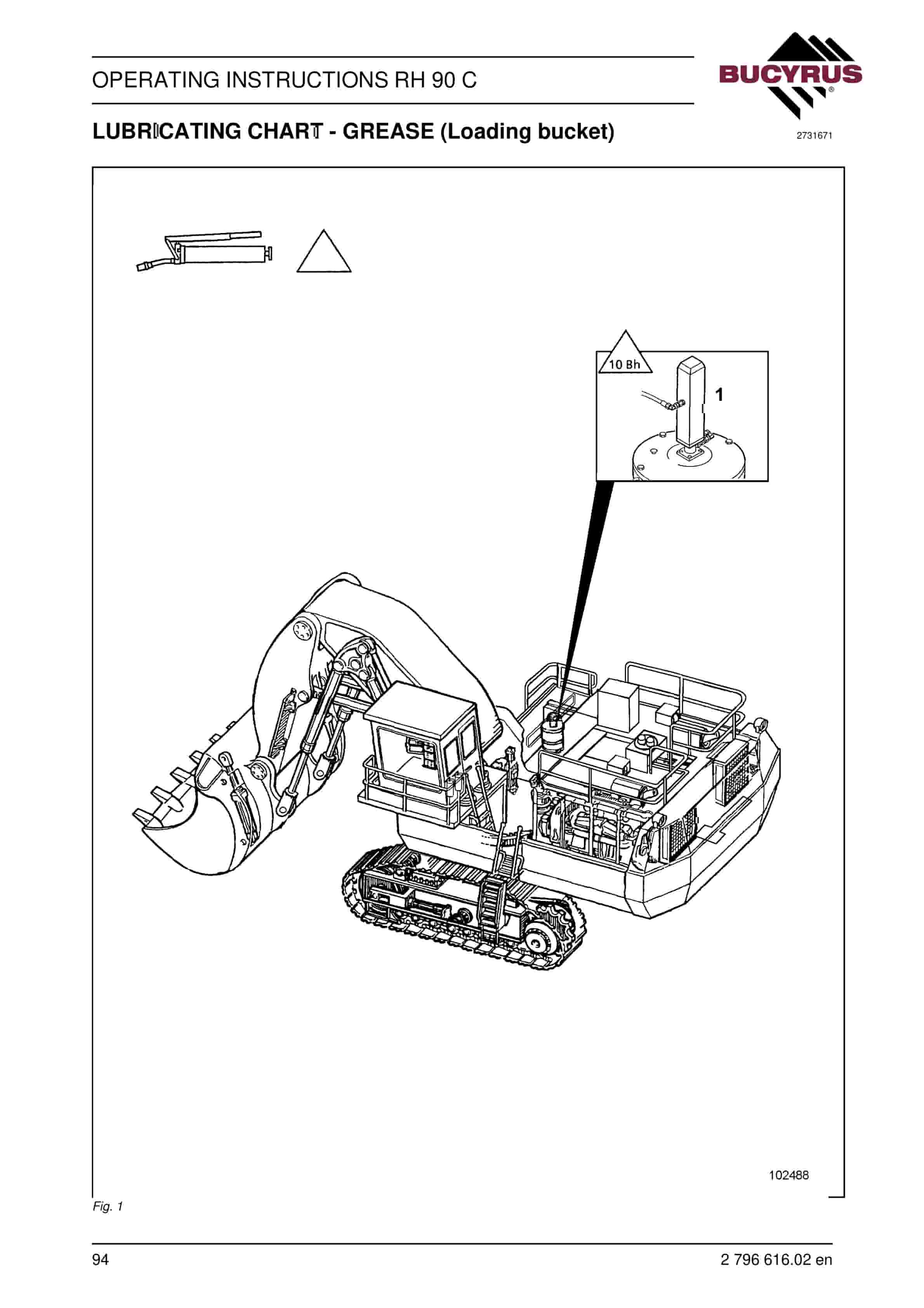 Bucyrus RH90C Hydraulic Excavator Operating Instructions 2796616.02-2