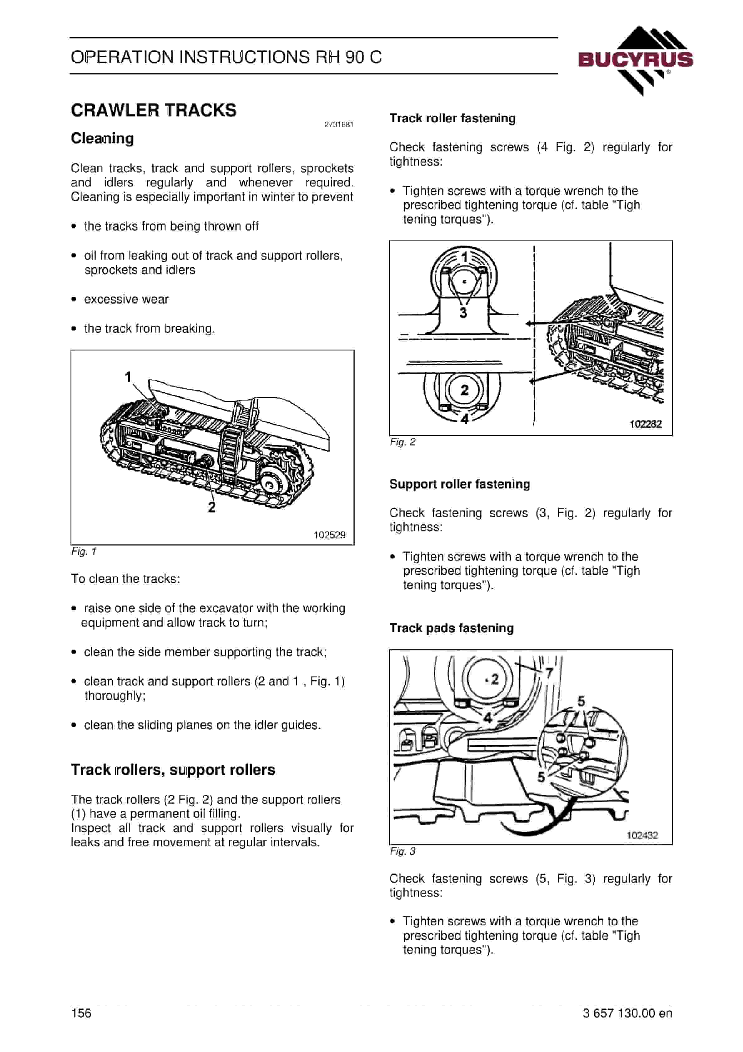 Bucyrus RH90C Hydraulic Excavator Operating Instructions 3657130-4