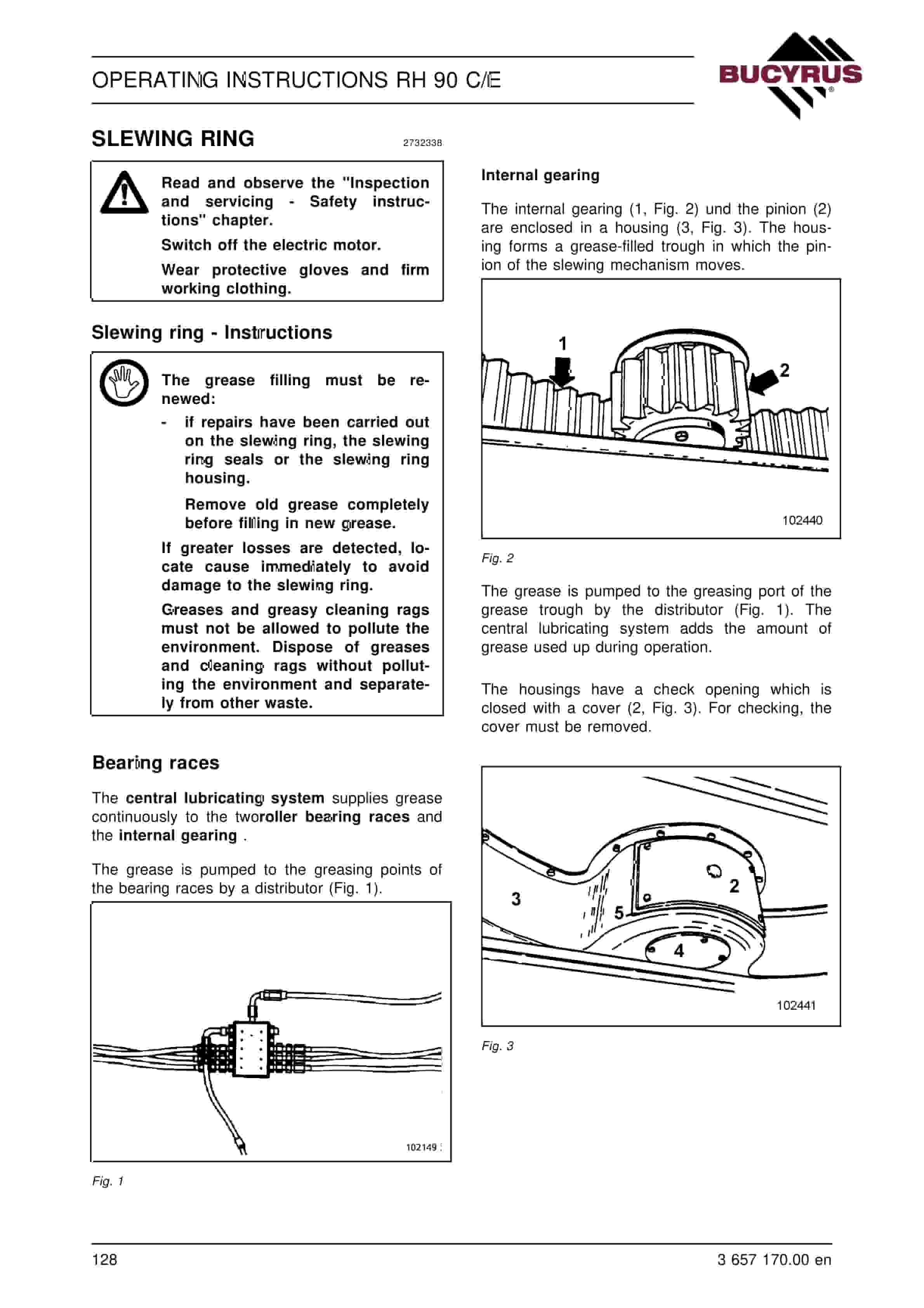 Bucyrus RH90C Hydraulic Excavator Operating Instructions 3657170-4