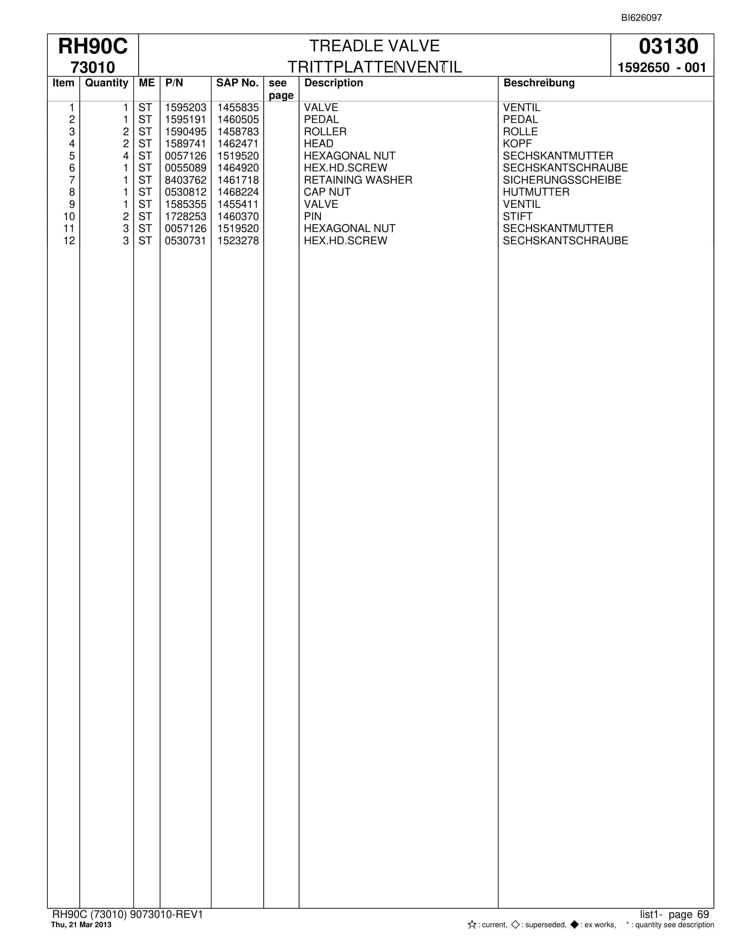 Bucyrus RH90C Hydraulic Excavator Parts Catalog BI626097-4