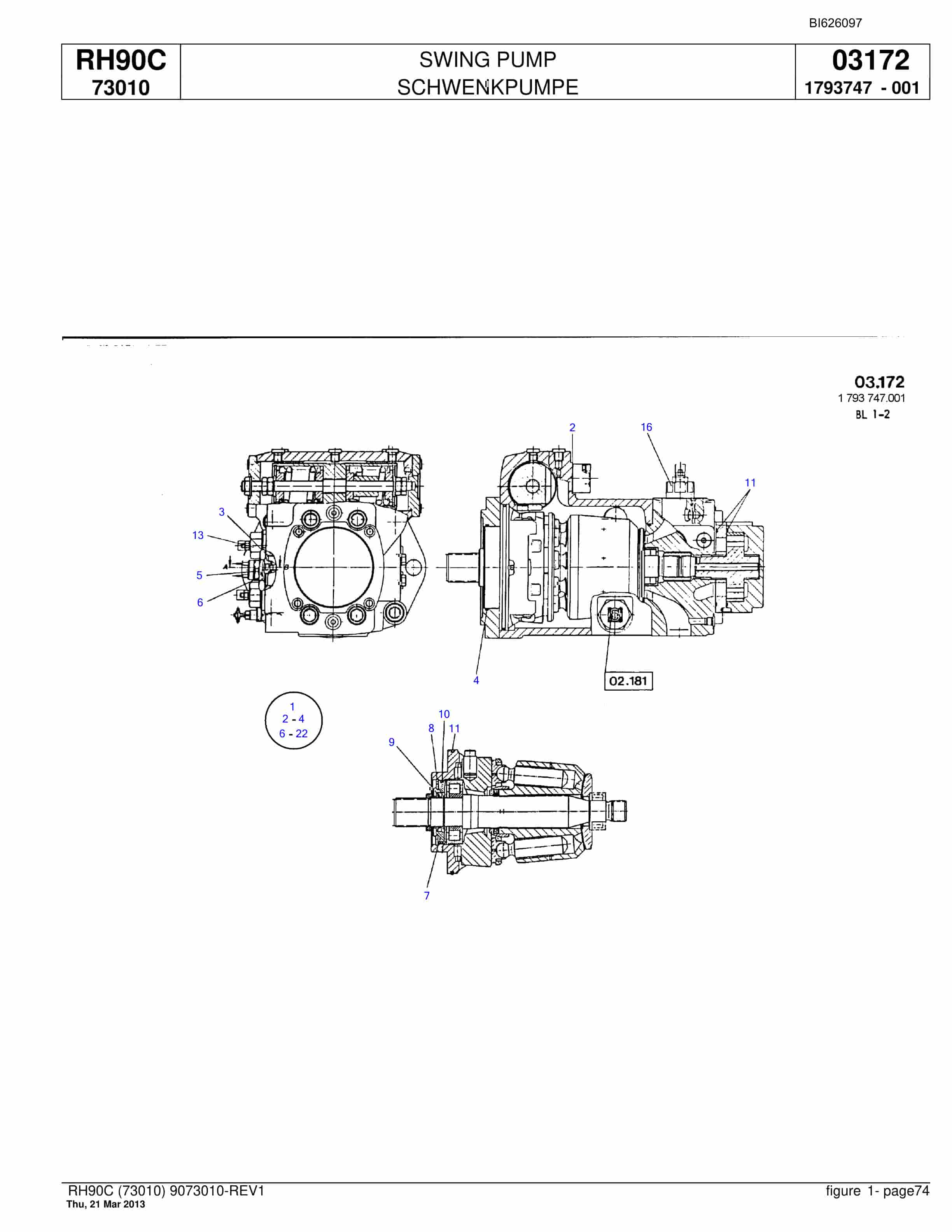 Bucyrus RH90C Hydraulic Excavator Parts Catalog BI626097-5