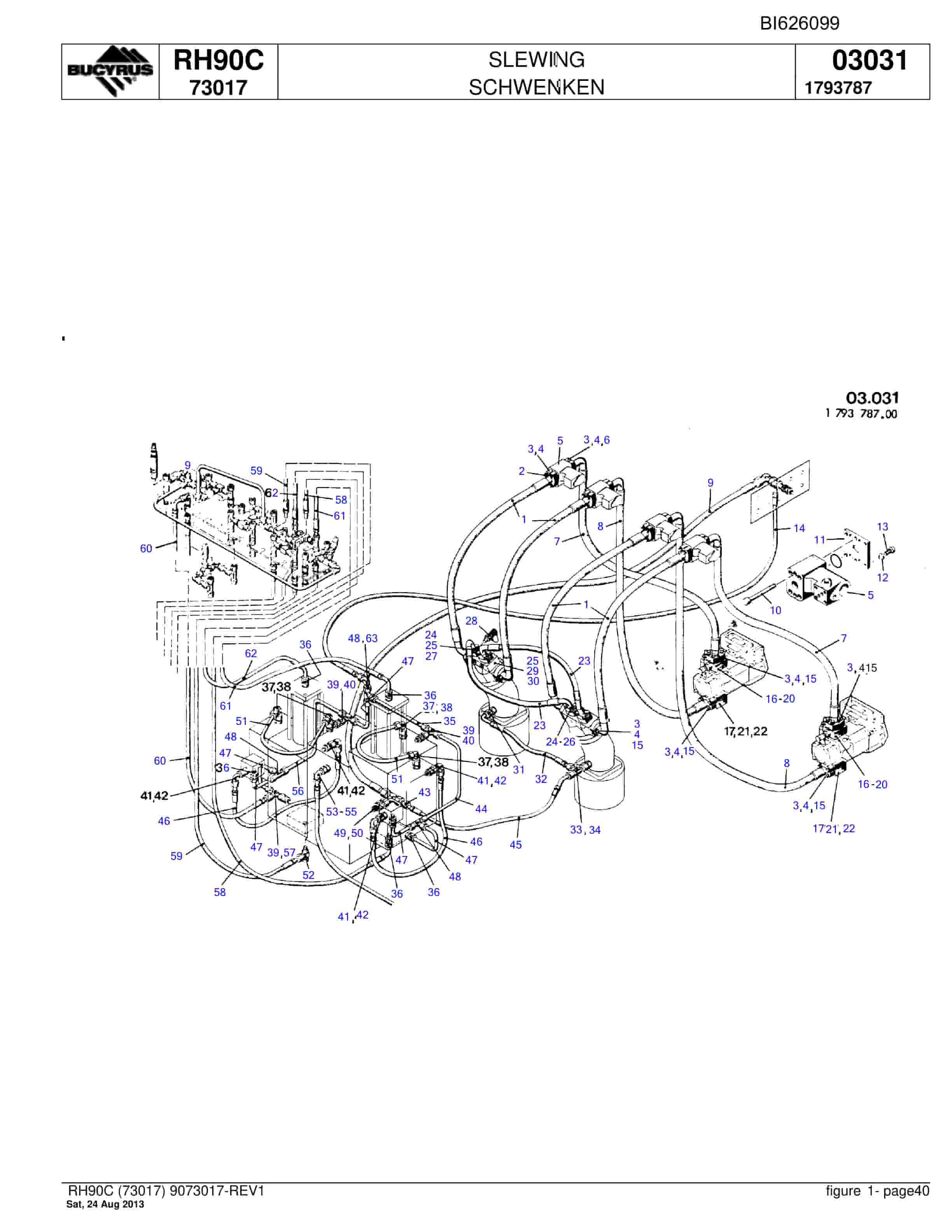 Bucyrus RH90C Hydraulic Excavator Parts Catalog BI626099-2