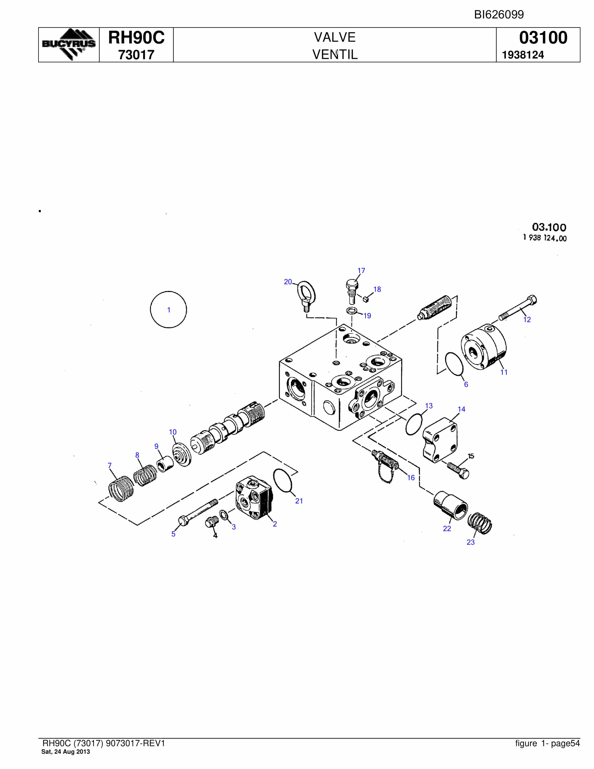 Bucyrus RH90C Hydraulic Excavator Parts Catalog BI626099-3
