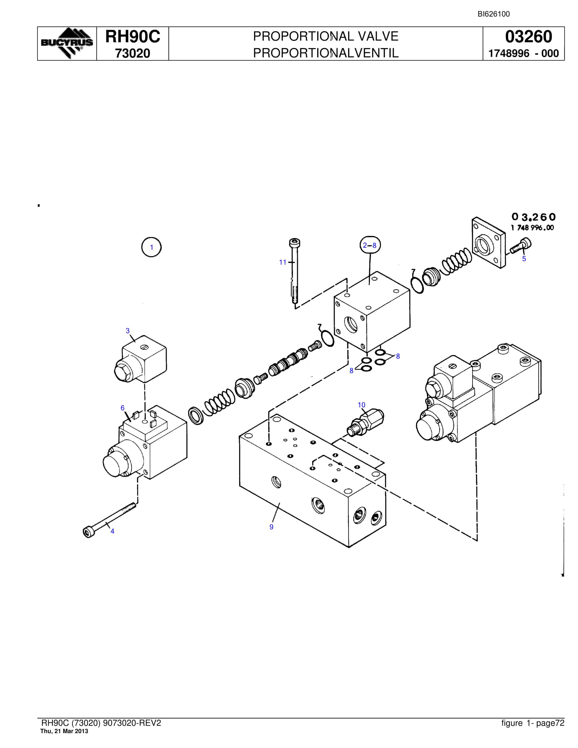 Bucyrus RH90C Hydraulic Excavator Parts Catalog BI626100-5