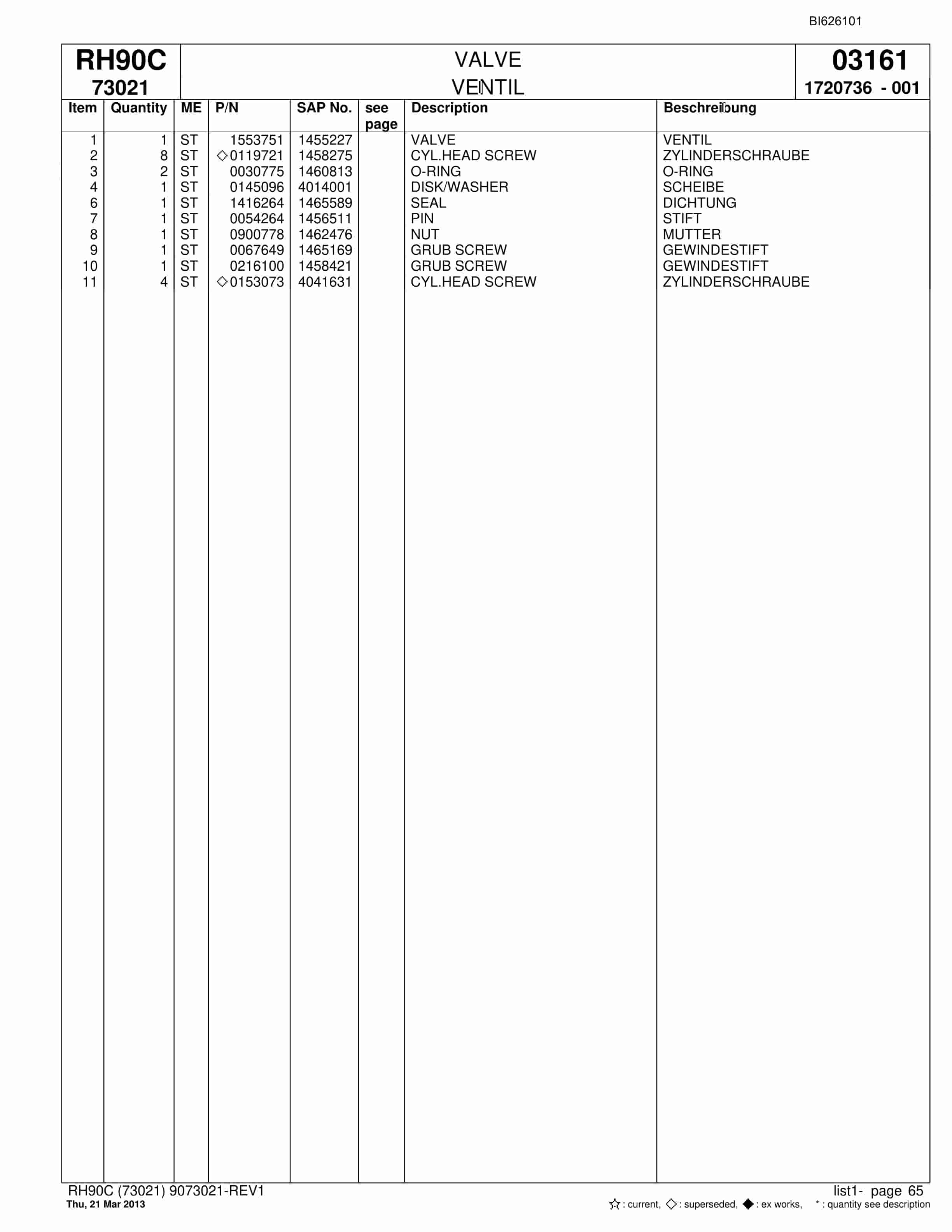 Bucyrus RH90C Hydraulic Excavator Parts Catalog BI626101-4