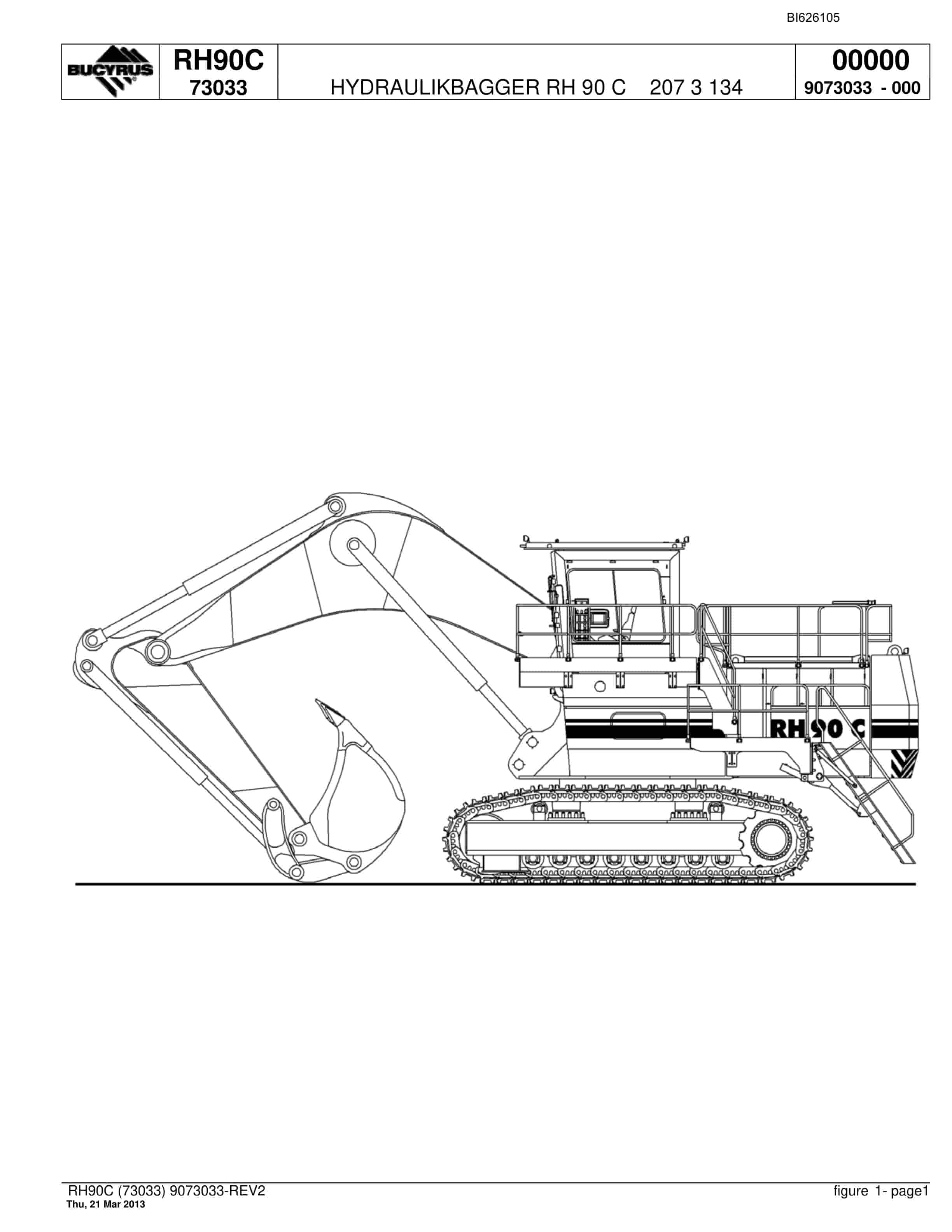Bucyrus RH90C Hydraulic Excavator Parts Catalog BI626105