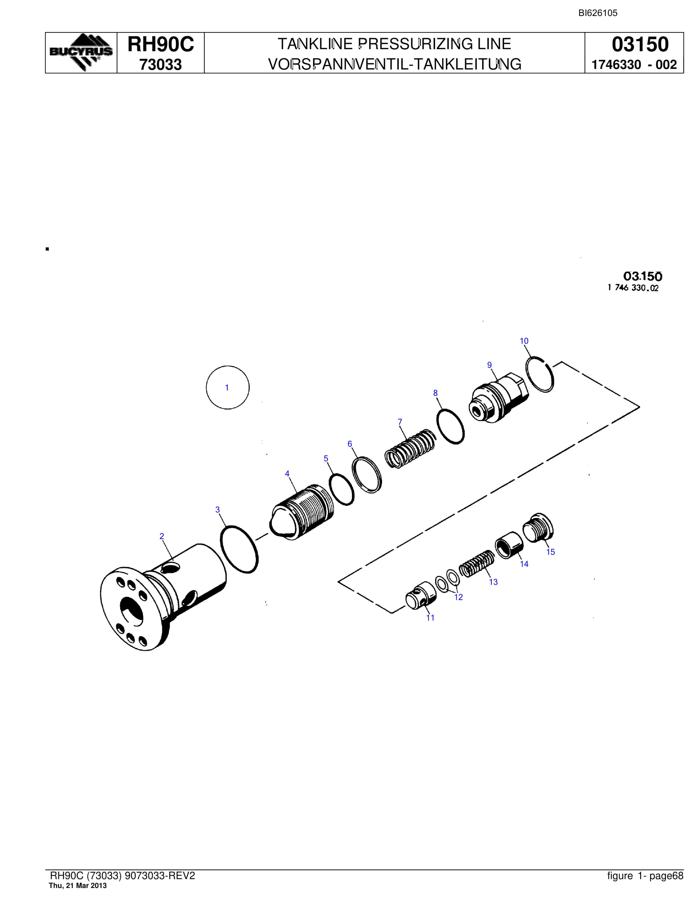 Bucyrus RH90C Hydraulic Excavator Parts Catalog BI626105-4