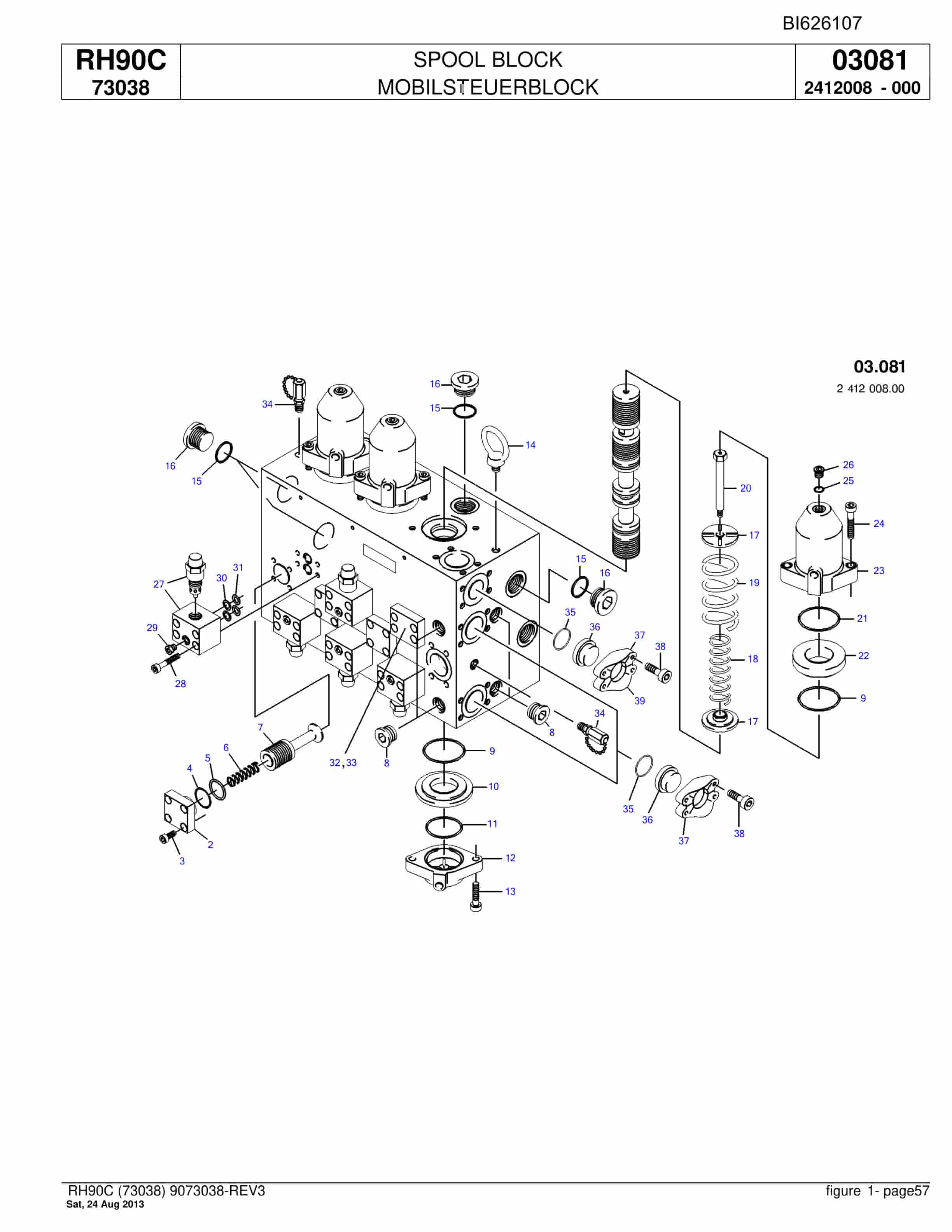 Bucyrus RH90C Hydraulic Excavator Parts Catalog BI626107-3