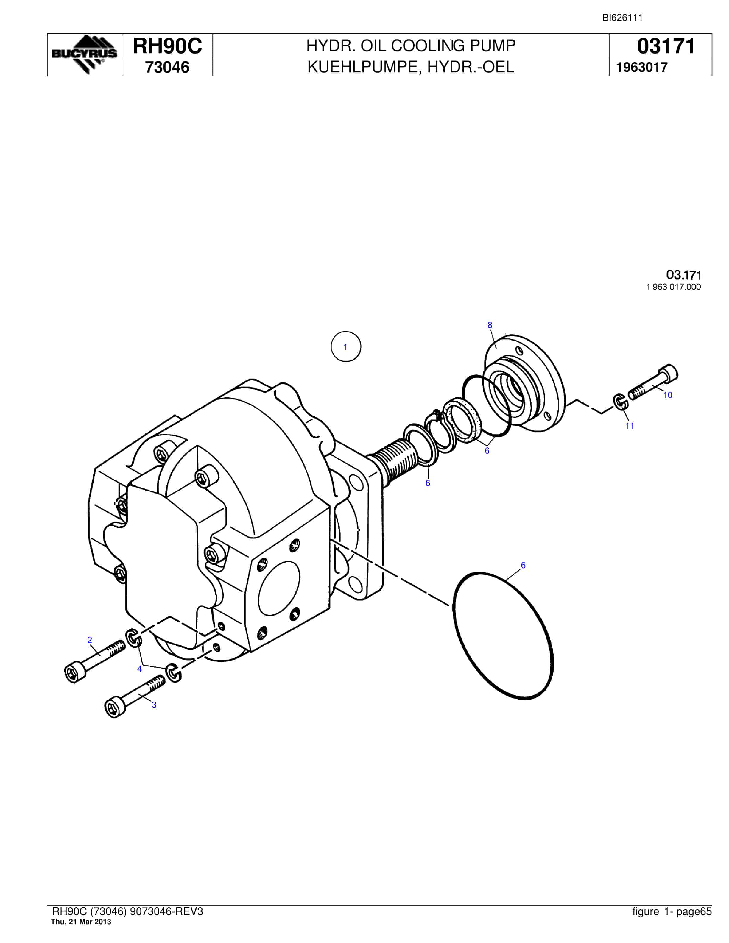 Bucyrus RH90C Hydraulic Excavator Parts Catalog BI626111-4