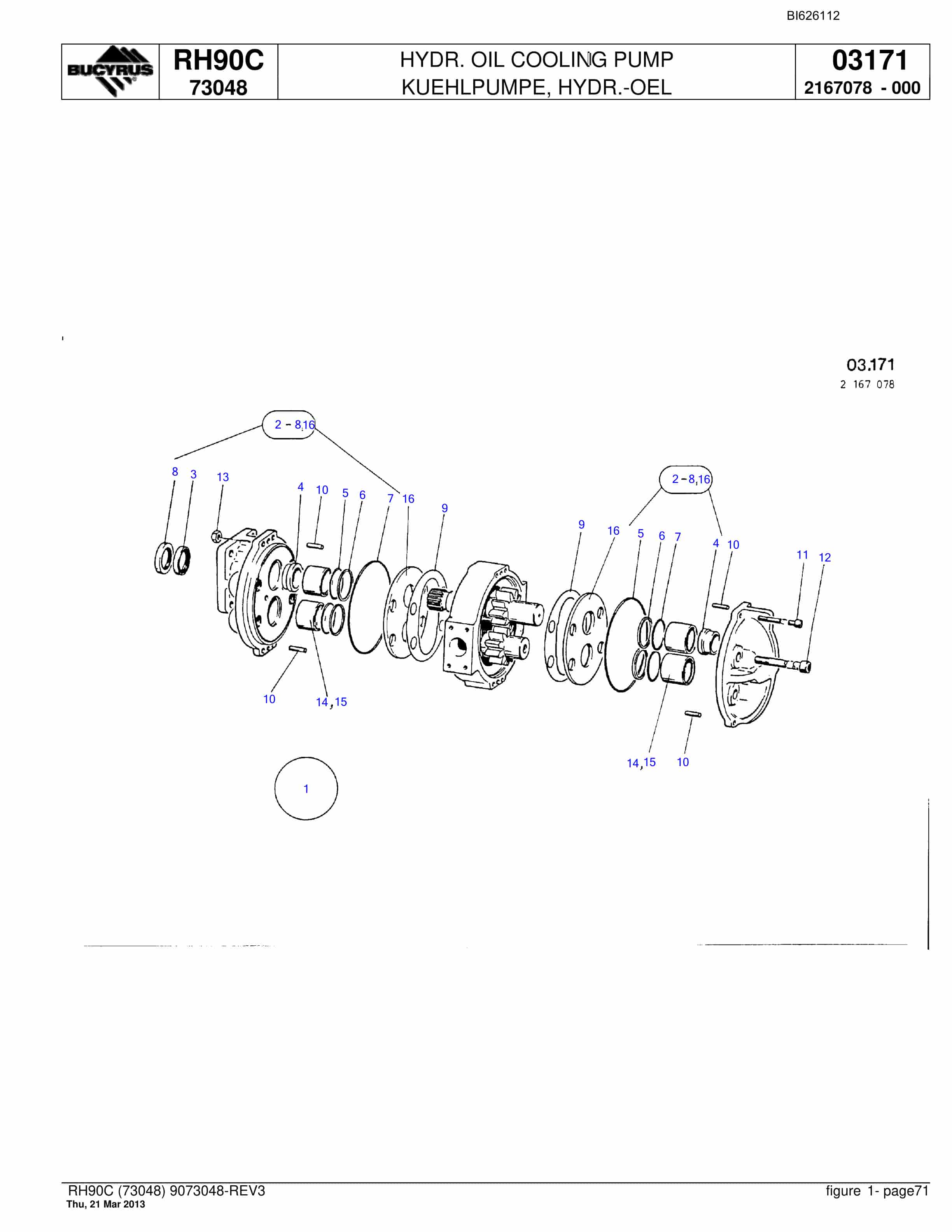 Bucyrus RH90C Hydraulic Excavator Parts Catalog BI626112-5
