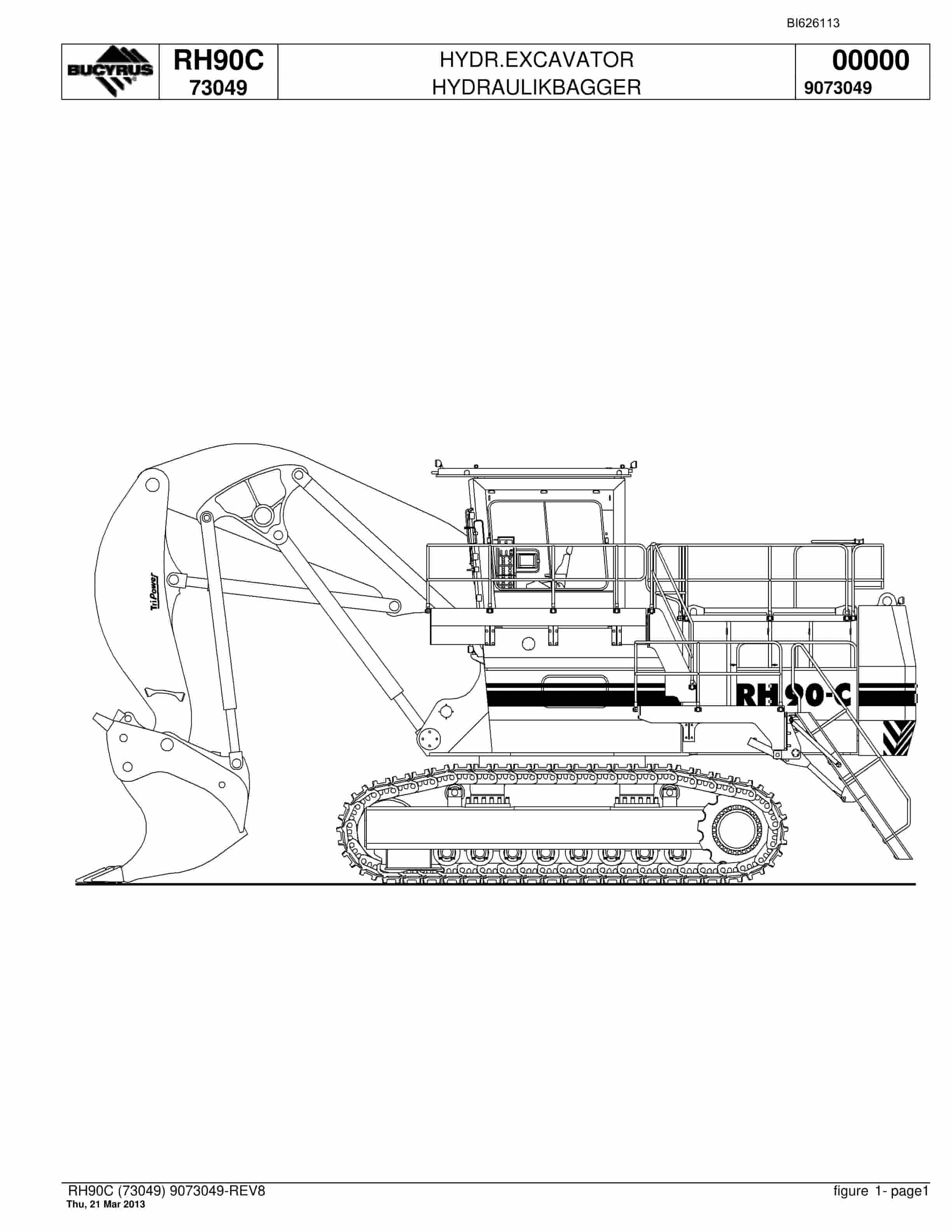 Bucyrus RH90C Hydraulic Excavator Parts Catalog BI626113