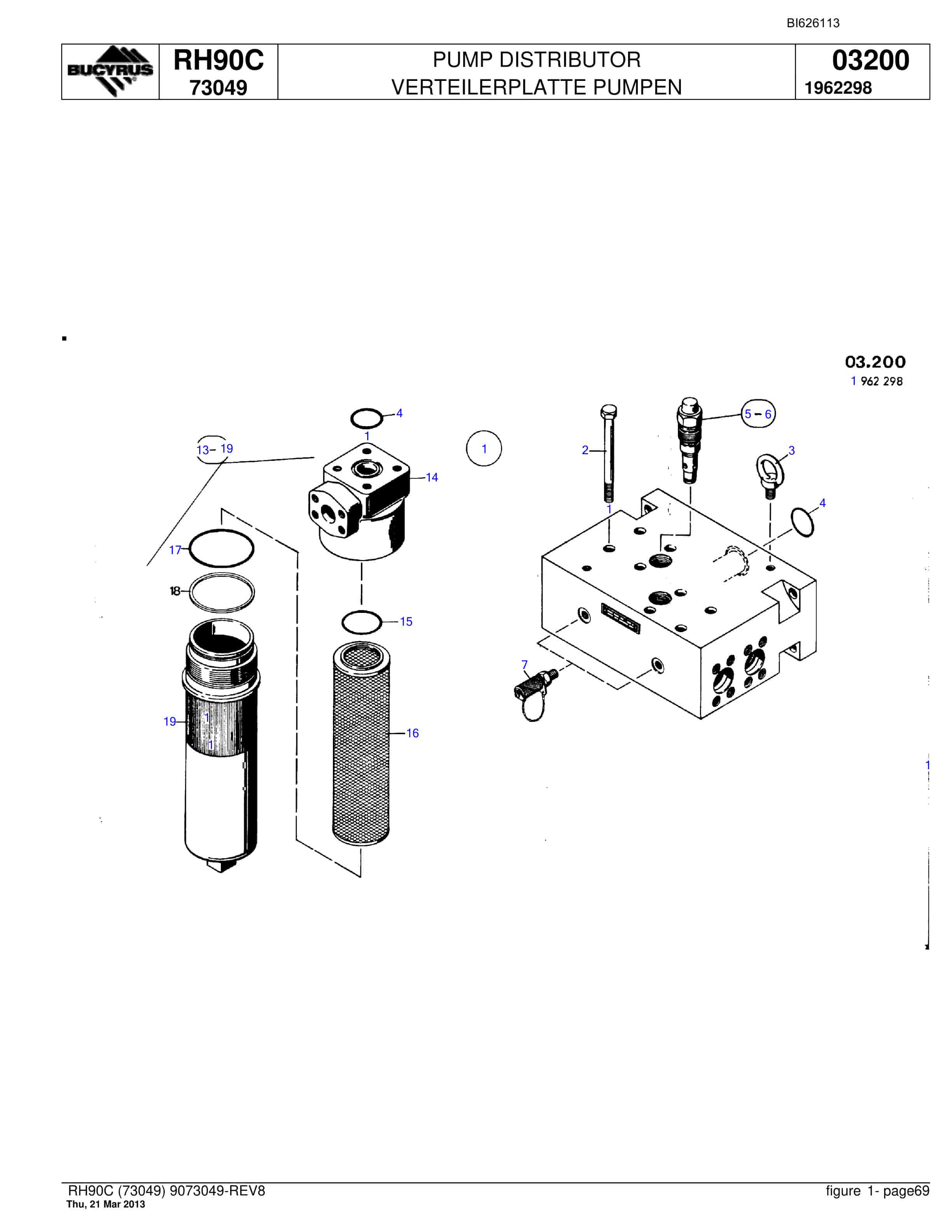 Bucyrus RH90C Hydraulic Excavator Parts Catalog BI626113-5