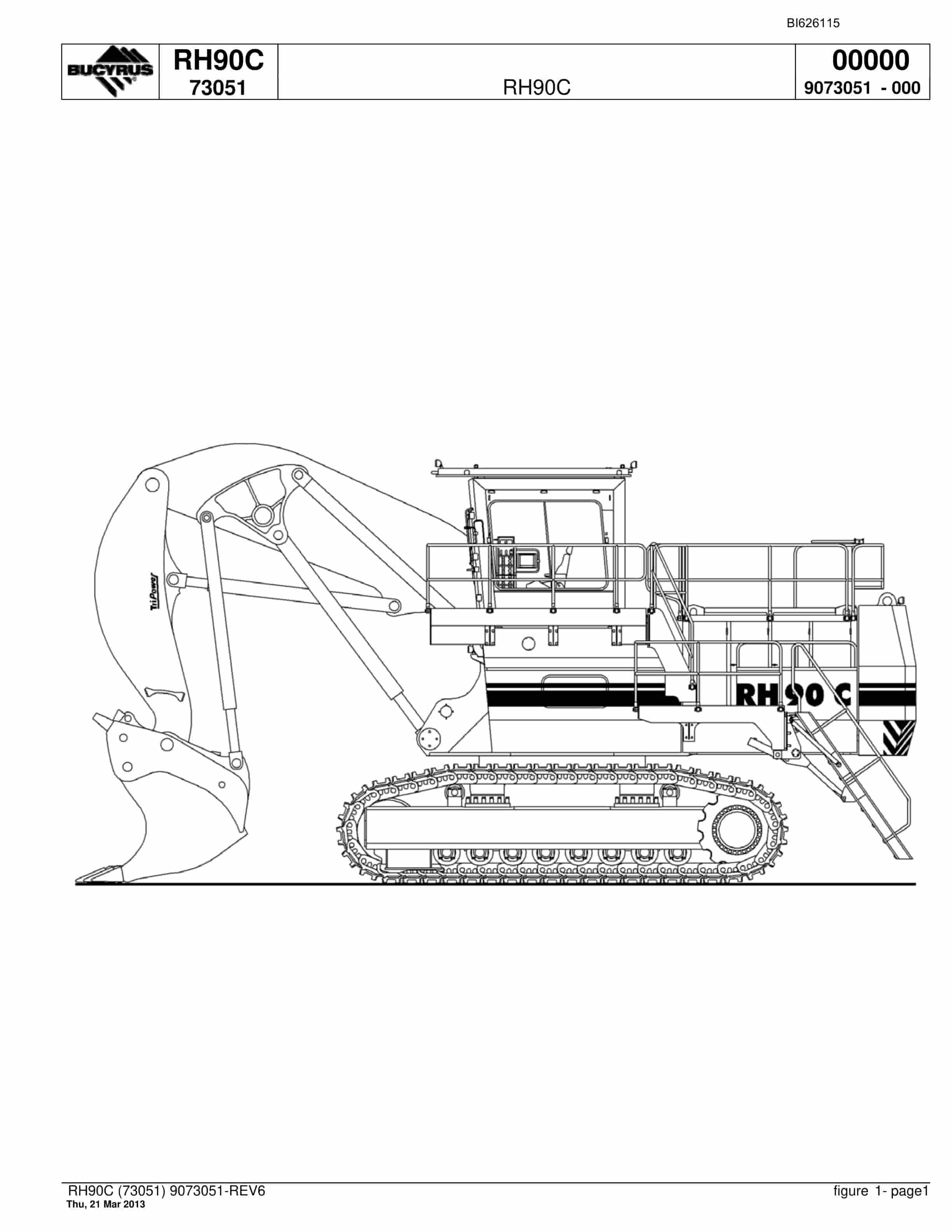 Bucyrus RH90C Hydraulic Excavator Parts Catalog BI626115