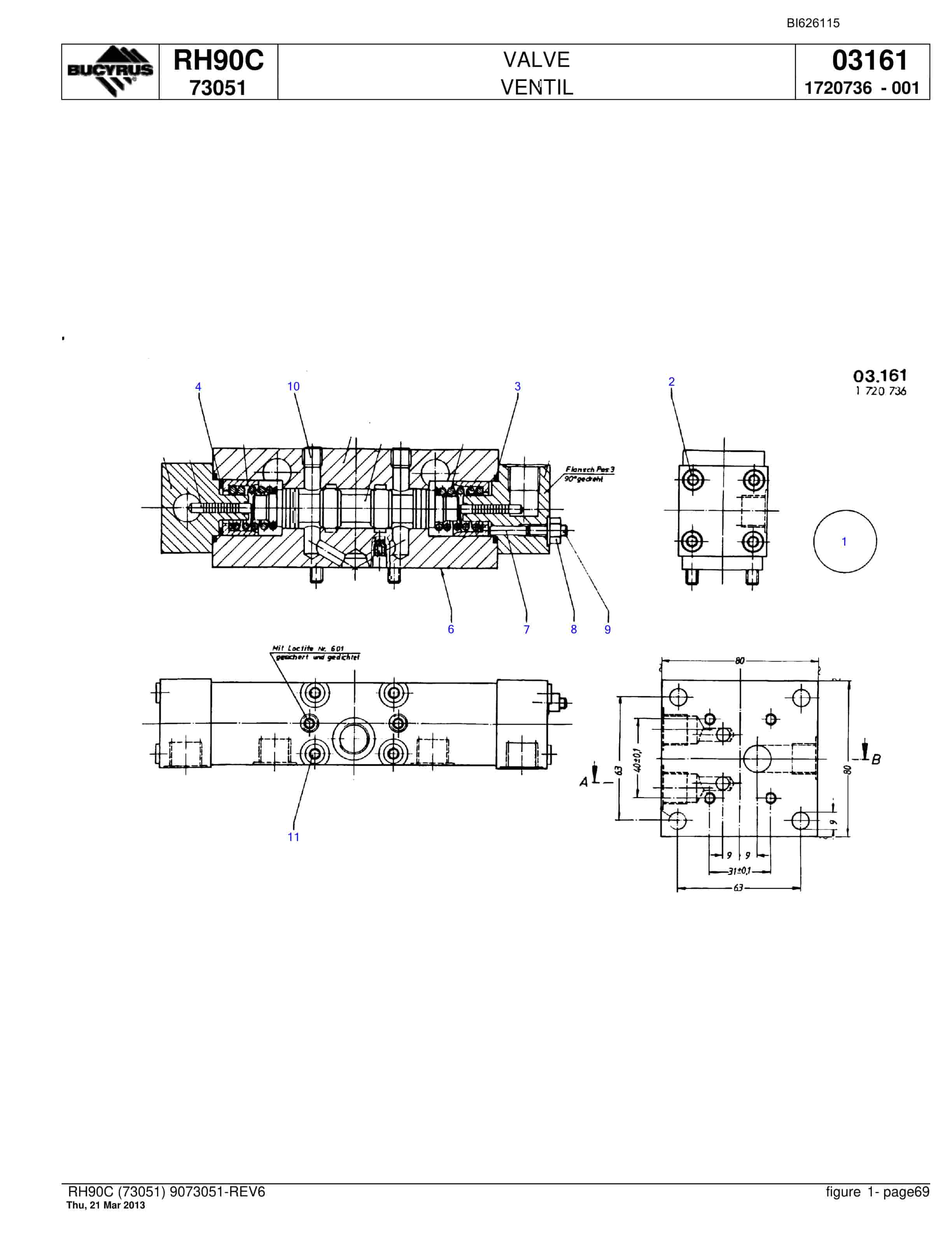 Bucyrus RH90C Hydraulic Excavator Parts Catalog BI626115-4