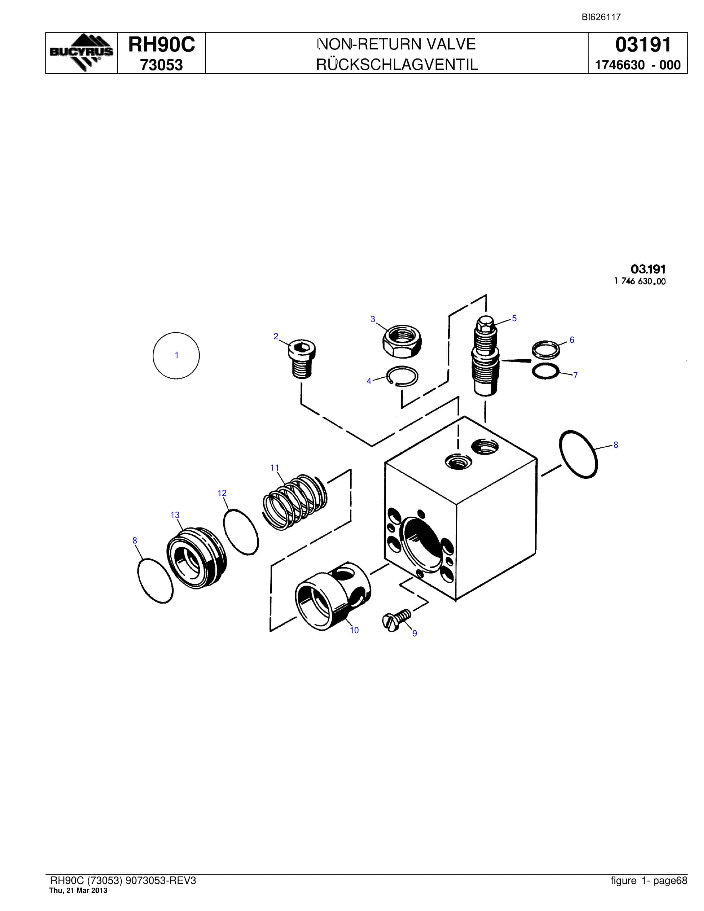 Bucyrus RH90C Hydraulic Excavator Parts Catalog BI626117-5