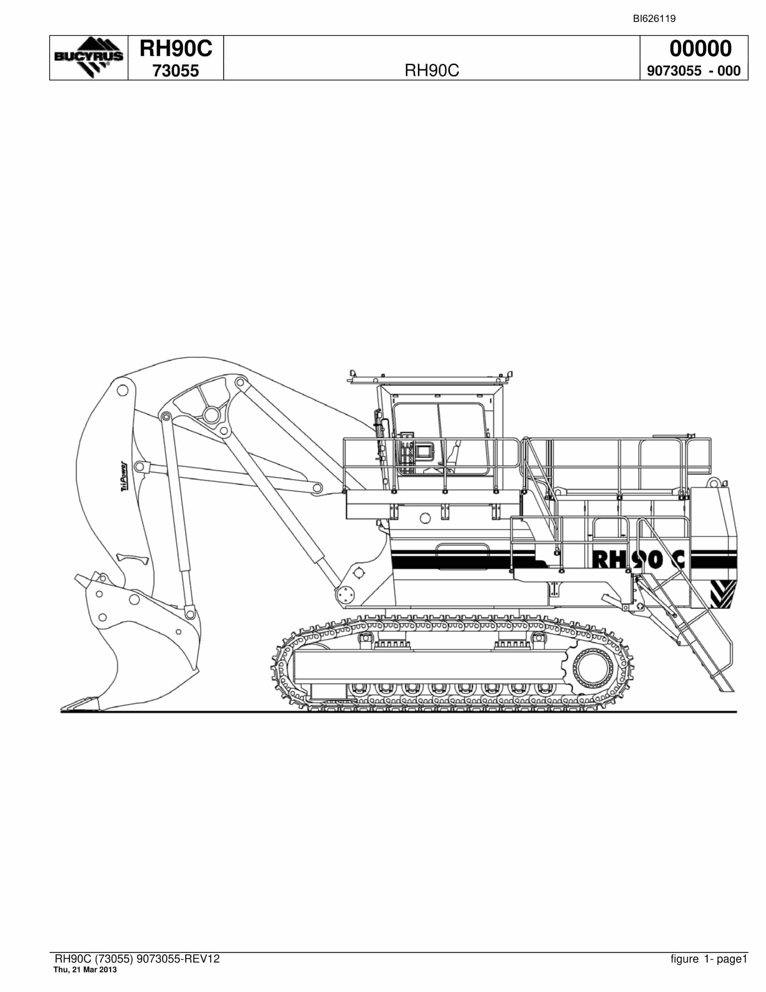 Bucyrus RH90C Hydraulic Excavator Parts Catalog BI626119