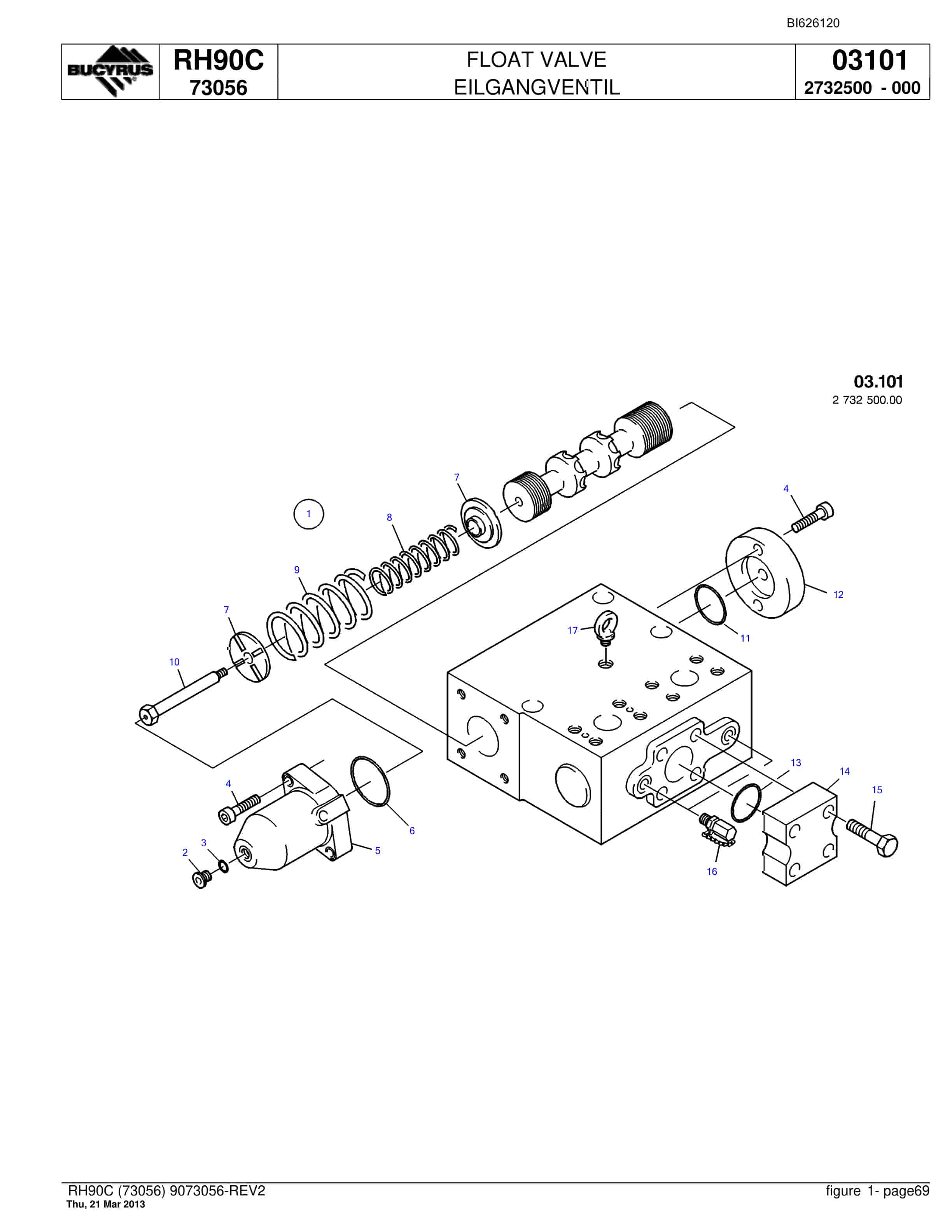 Bucyrus RH90C Hydraulic Excavator Parts Catalog BI626120-4