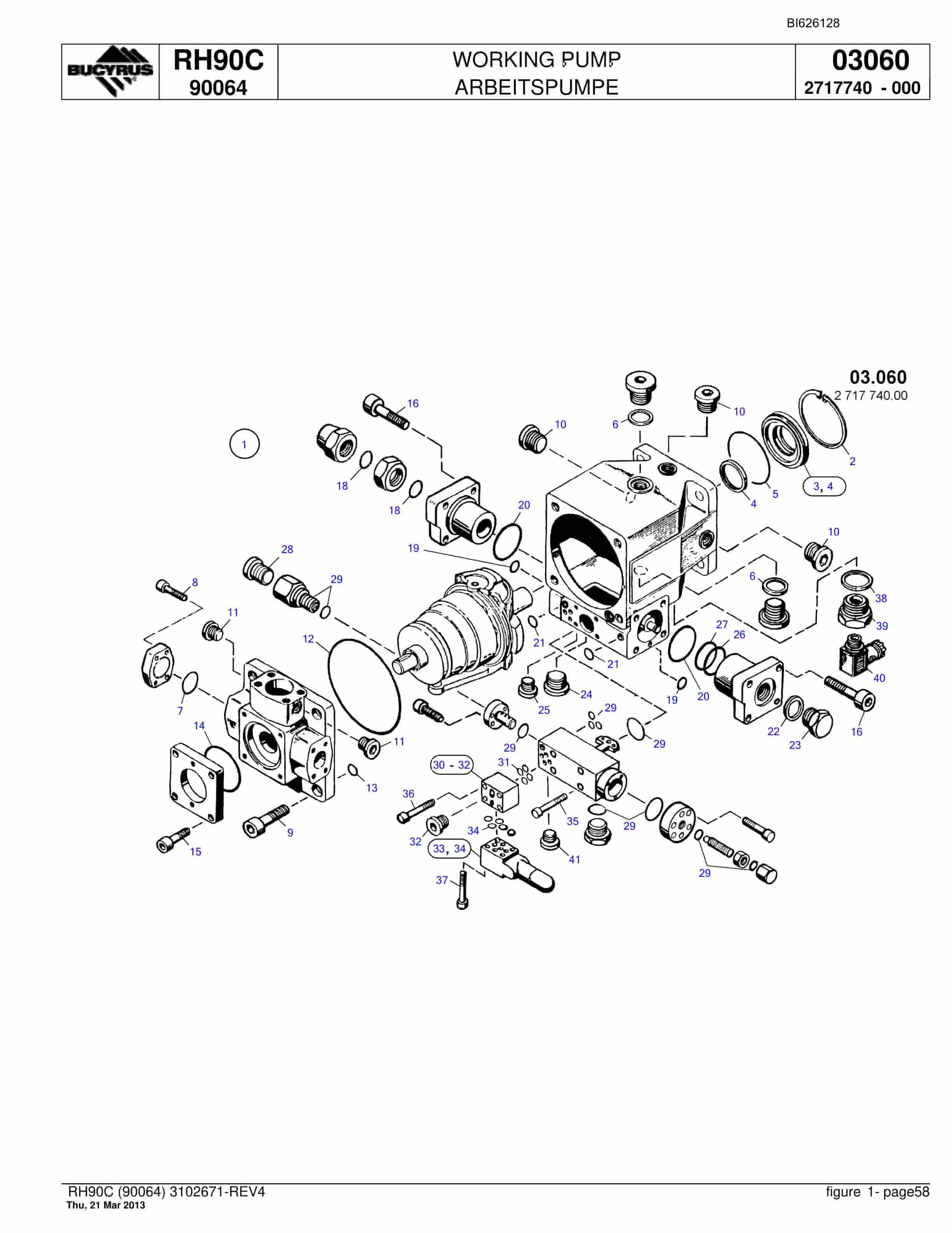 Bucyrus RH90C Hydraulic Excavator Parts Catalog BI626128-3