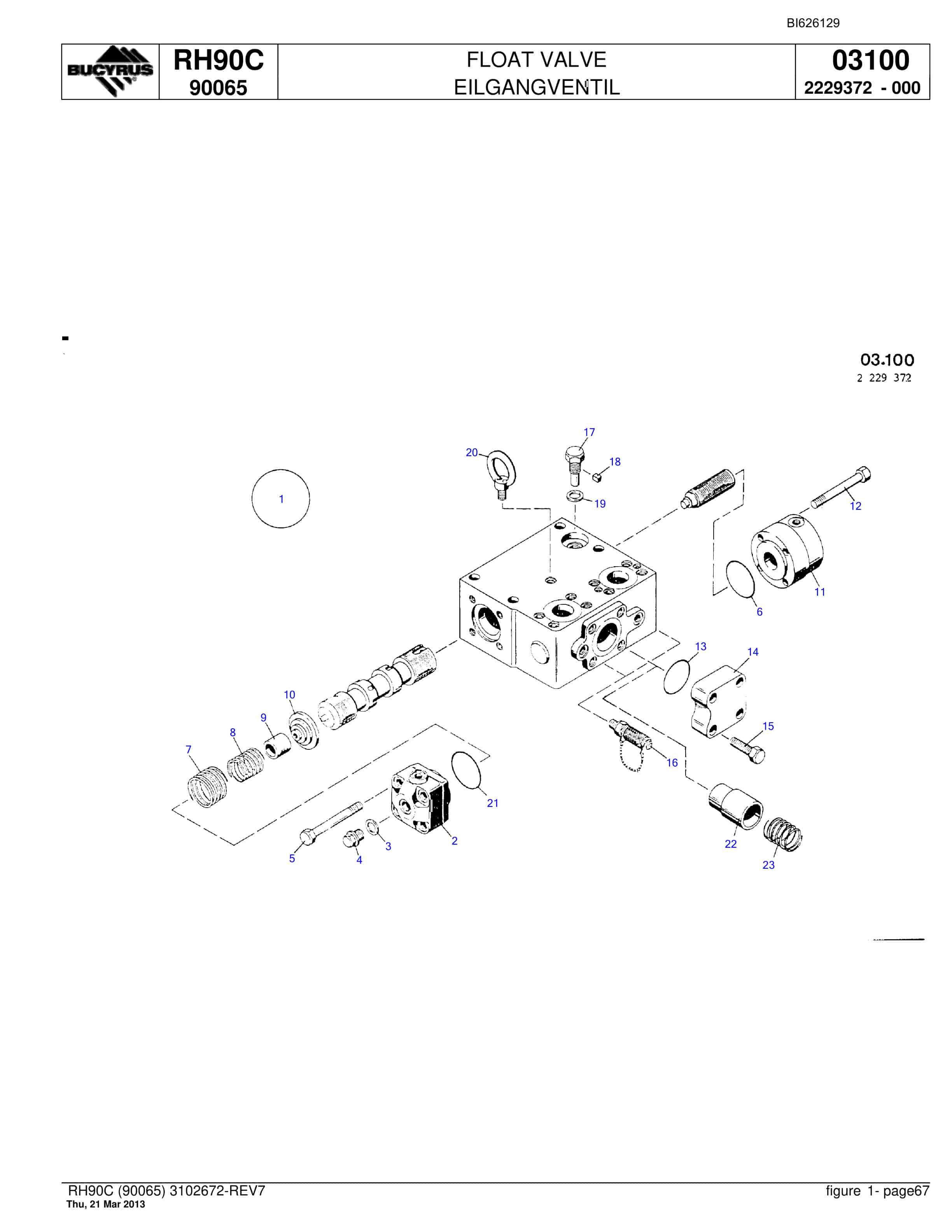 Bucyrus RH90C Hydraulic Excavator Parts Catalog BI626129-4