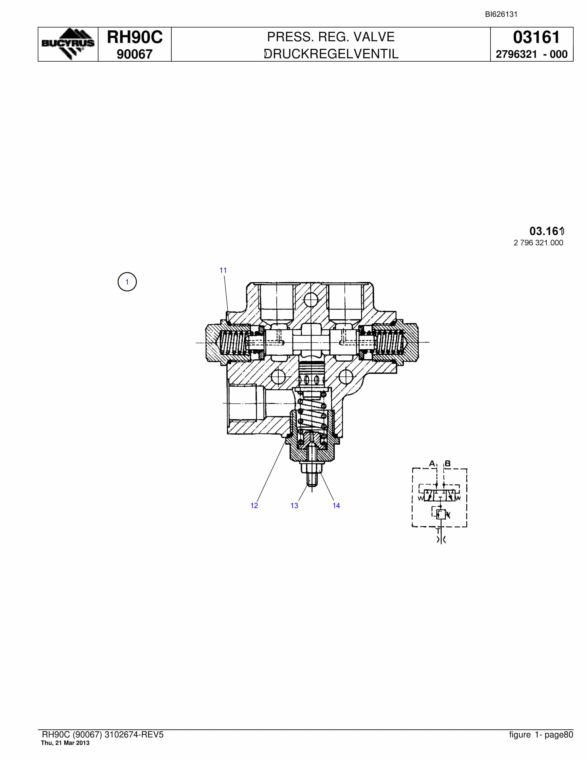Bucyrus RH90C Hydraulic Excavator Parts Catalog BI626131-5