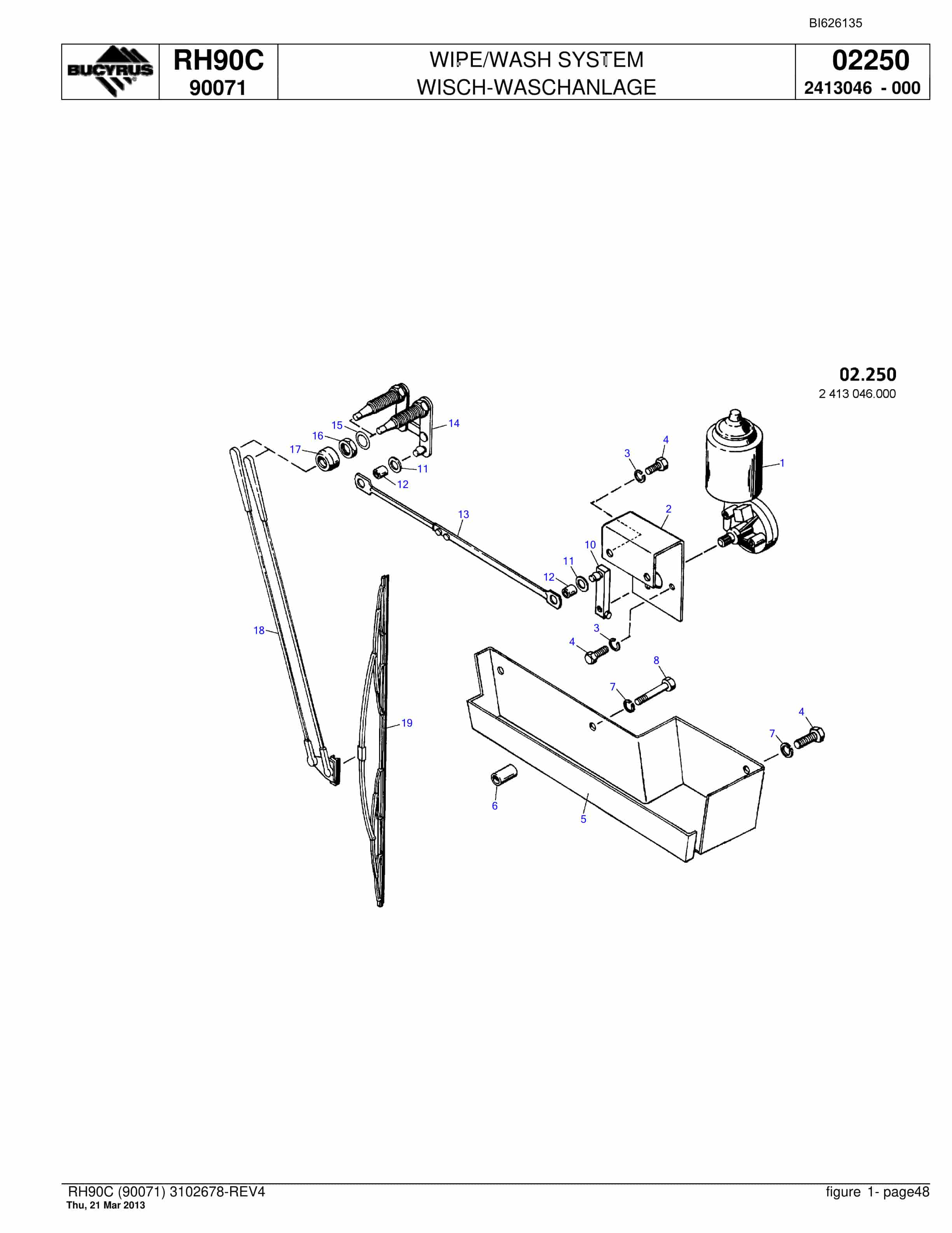 Bucyrus RH90C Hydraulic Excavator Parts Catalog BI626135-2