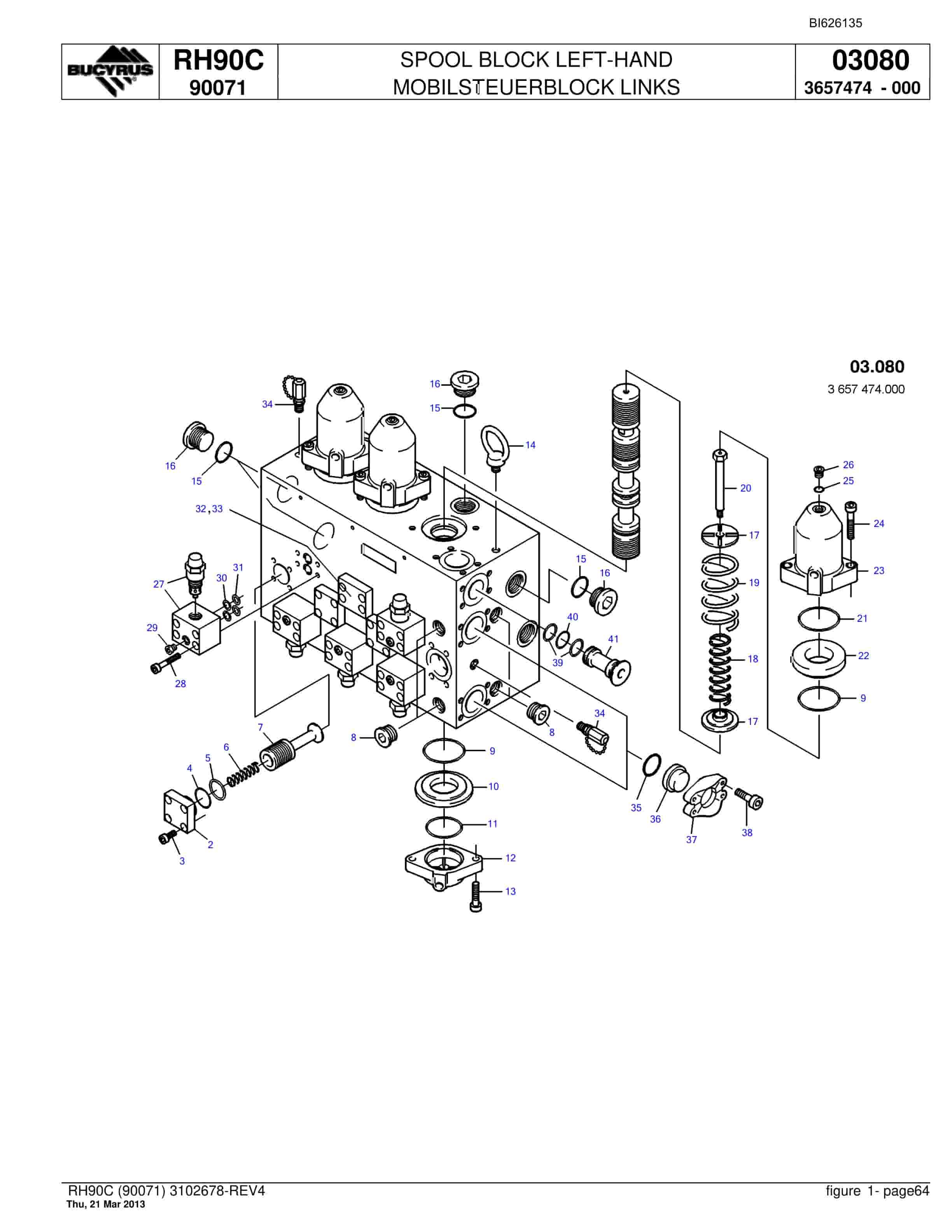 Bucyrus RH90C Hydraulic Excavator Parts Catalog BI626135-3