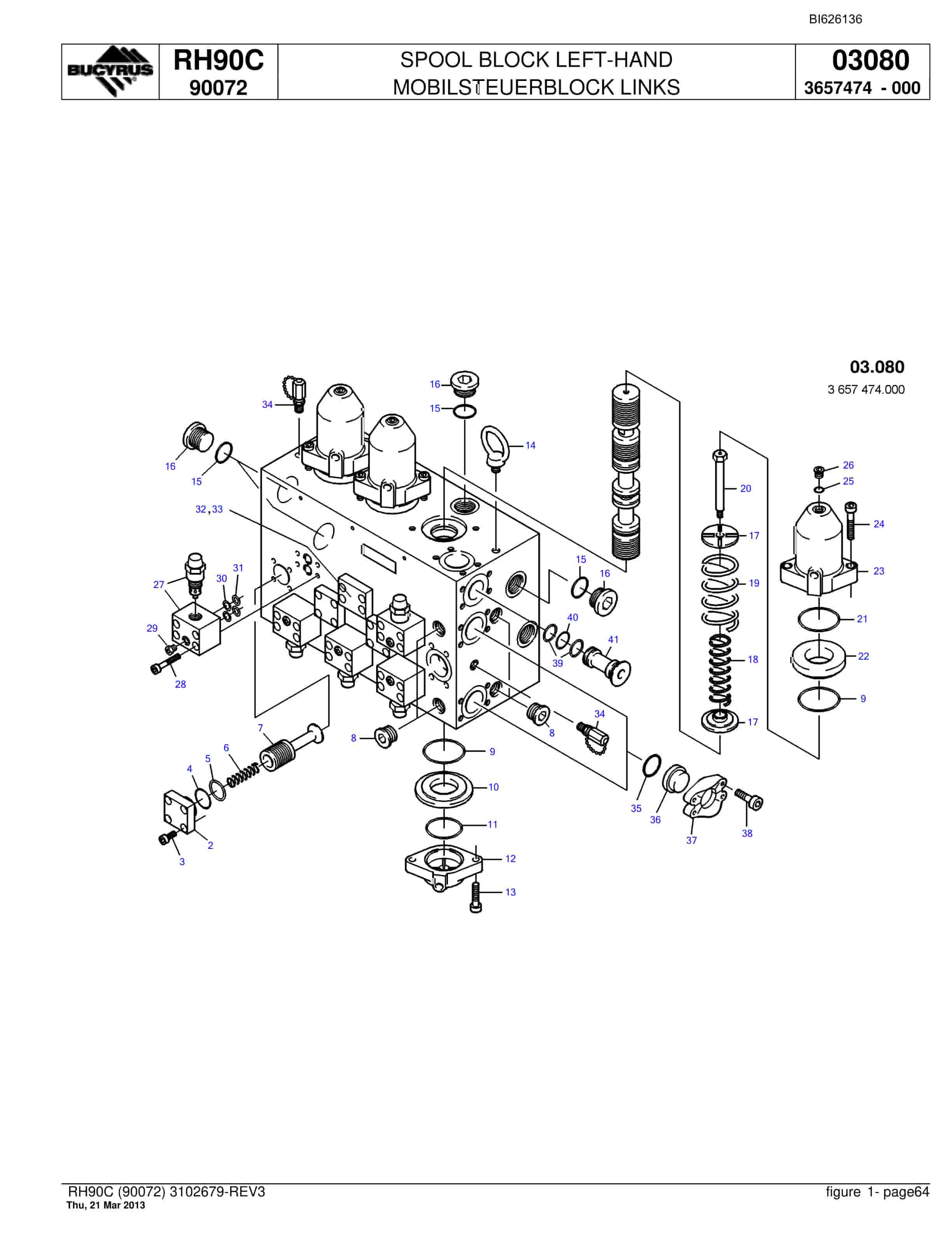 Bucyrus RH90C Hydraulic Excavator Parts Catalog BI626136-3